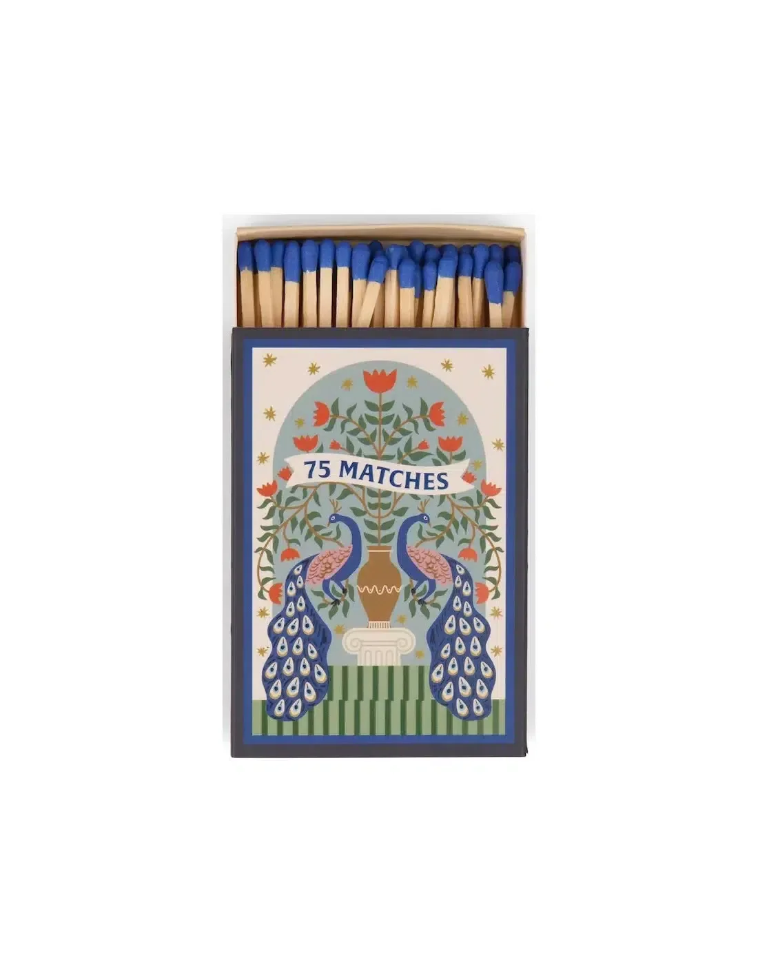 A Dopo Boxed Matches Peacock Blue - 75 Matches (9.6 Cm)