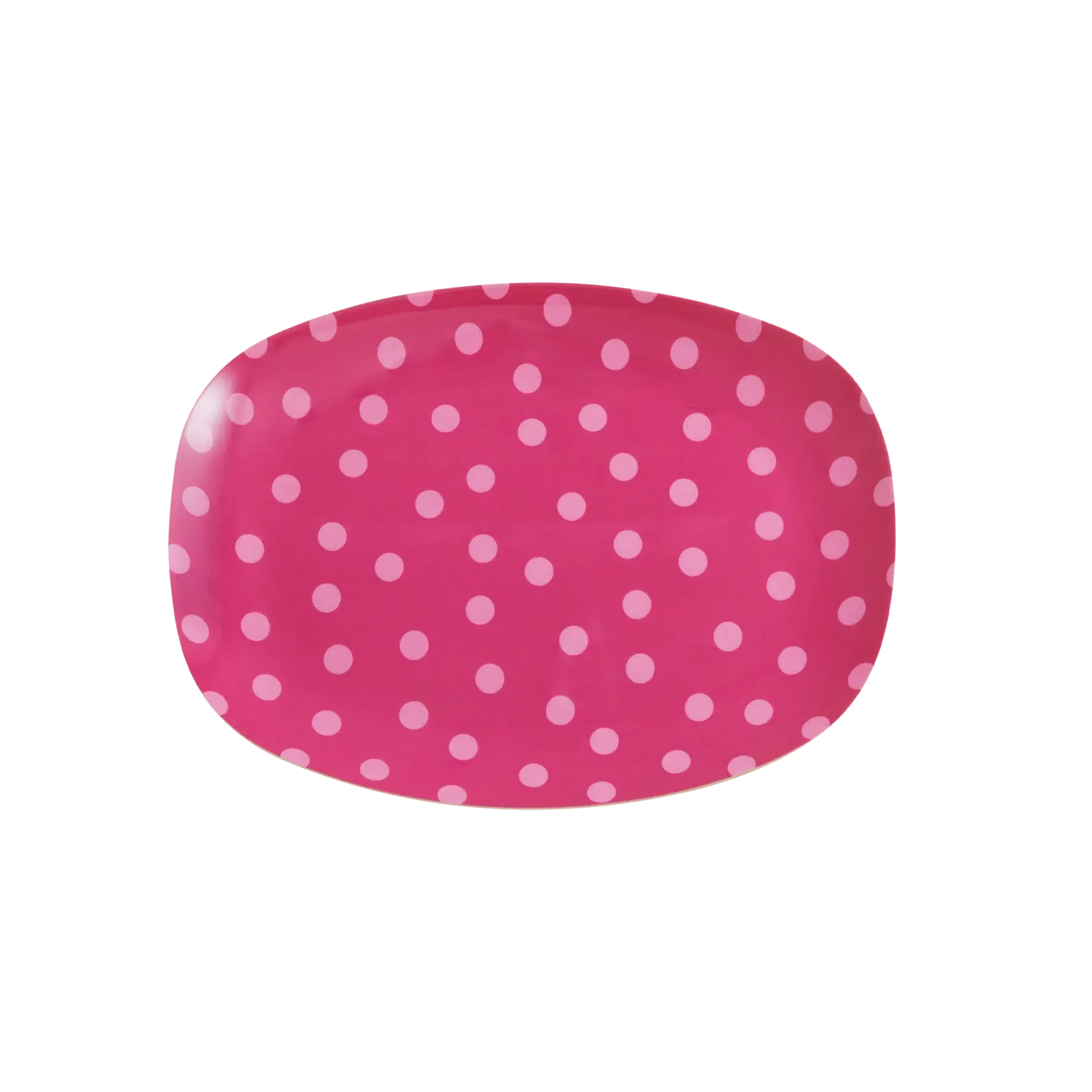 Assiette Mélamine rectangle petite - Pois rose