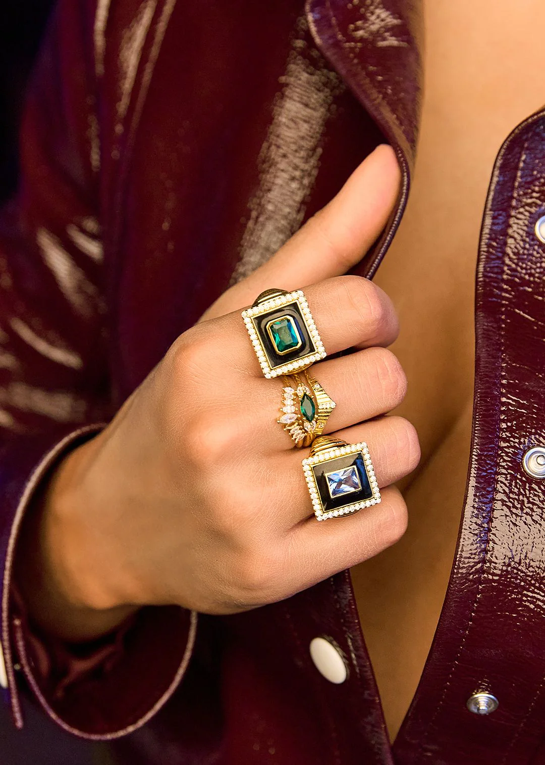 BAGUE - GREEN STONE TANYA T54 - Image 2