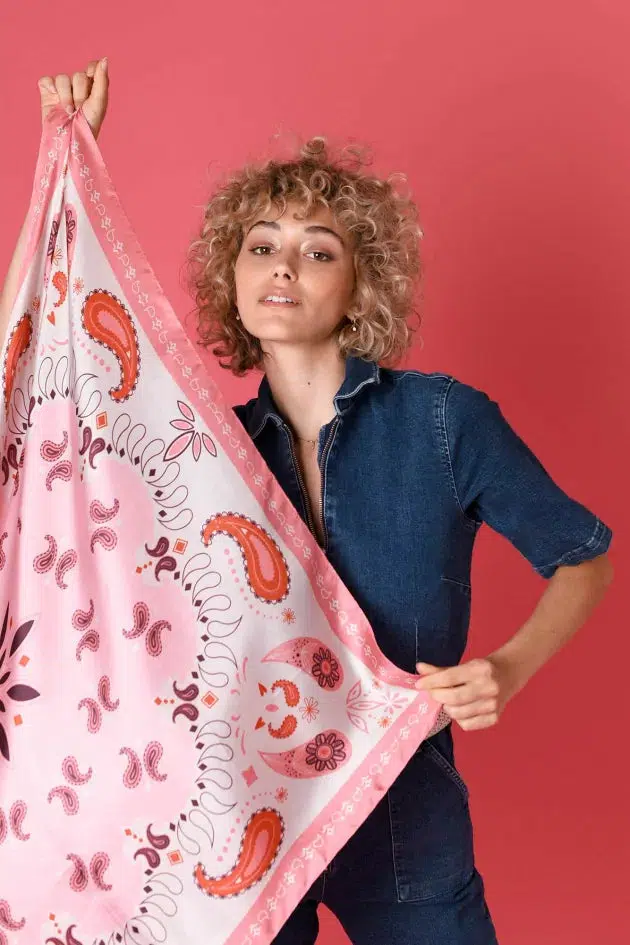 Bandana soie Rose - Image 3