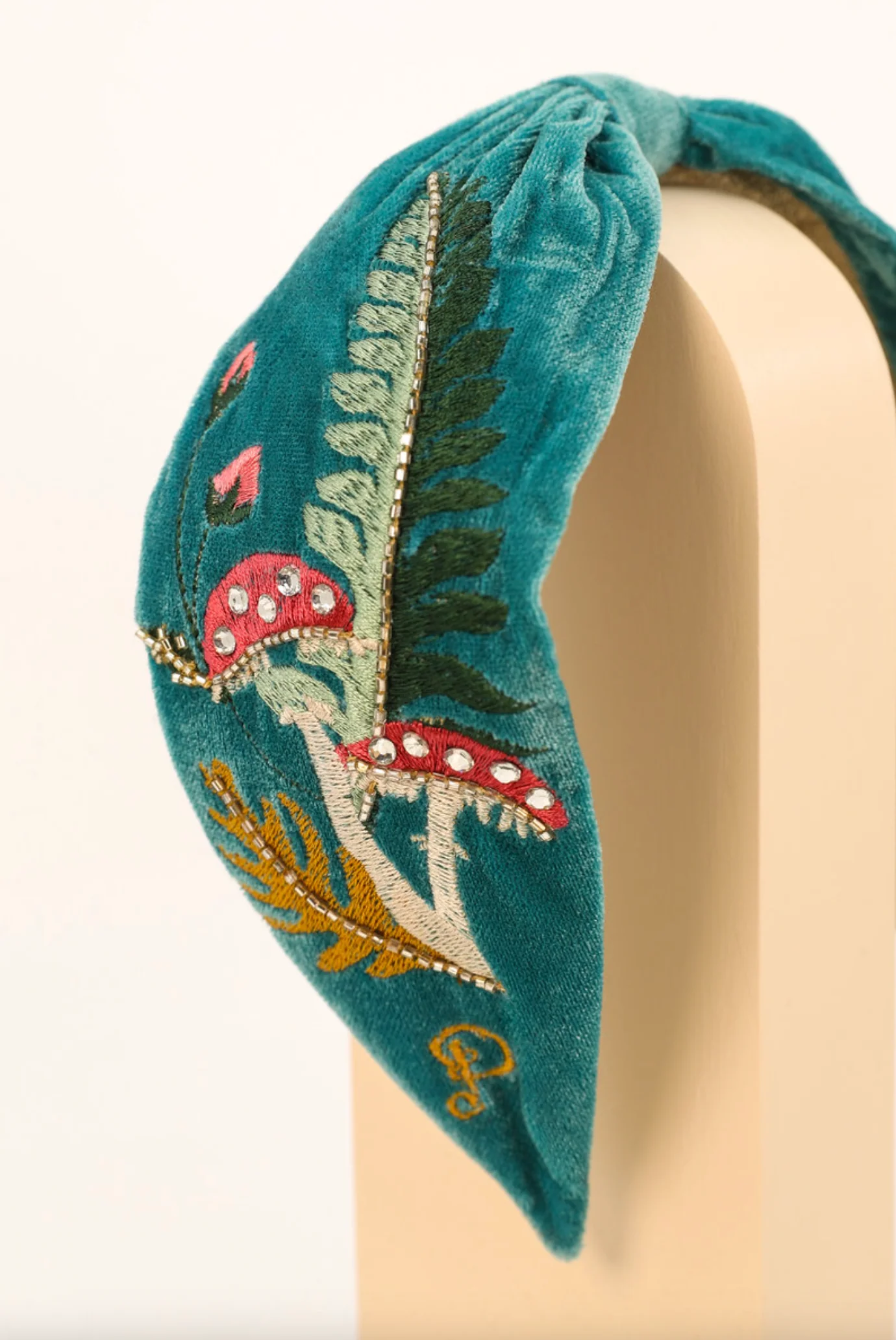 Bandeau serre-tête brodé I Bleu canard