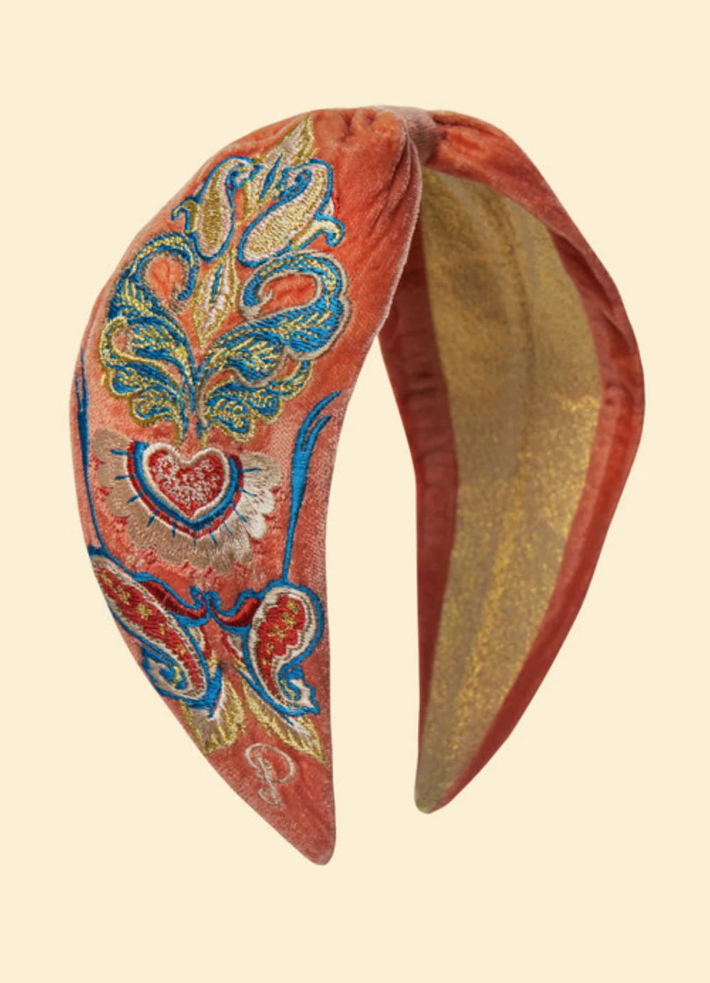 Bandeau serre-tête brodé I Orangé - Image 2