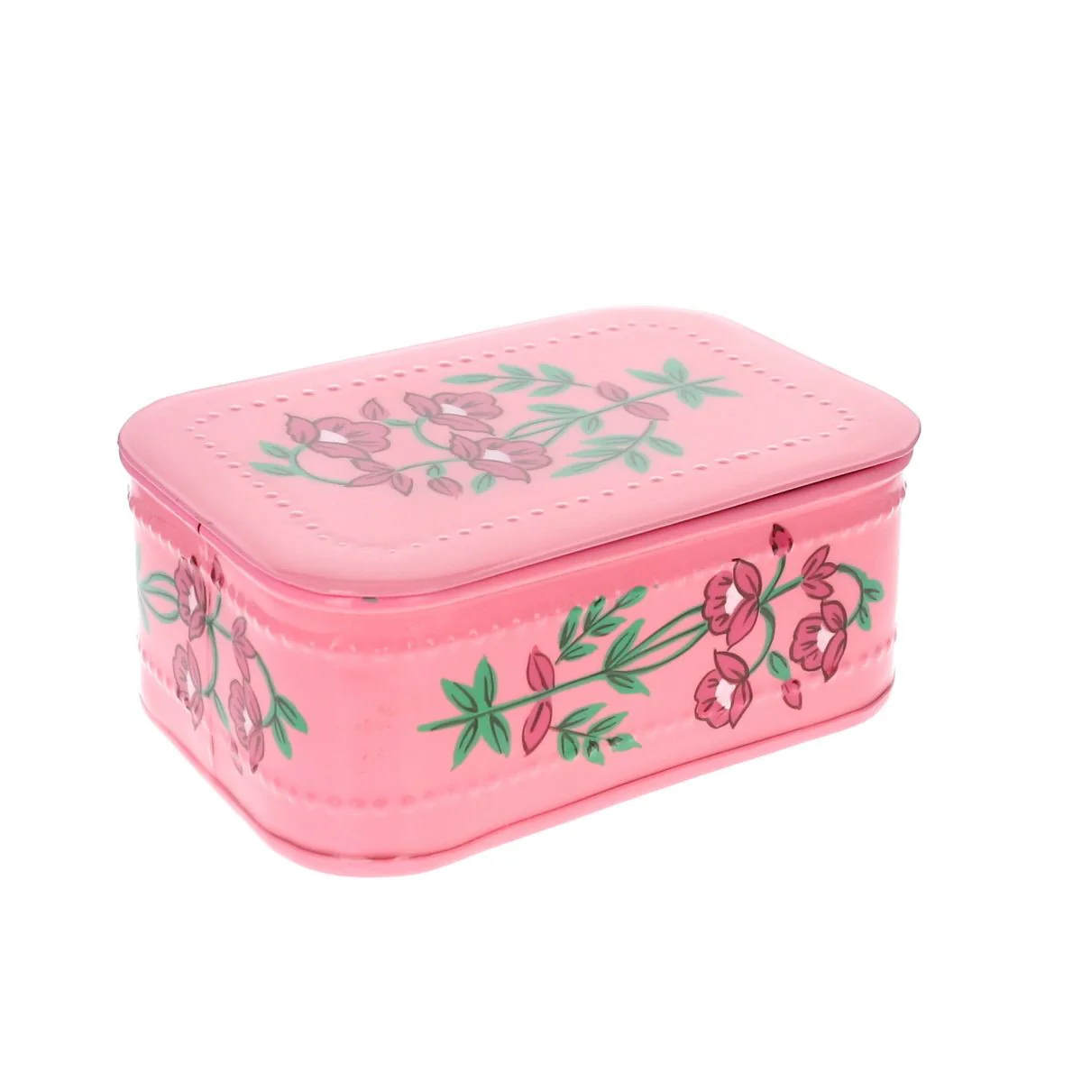 Boite métallique rose à fleurs - Image 2