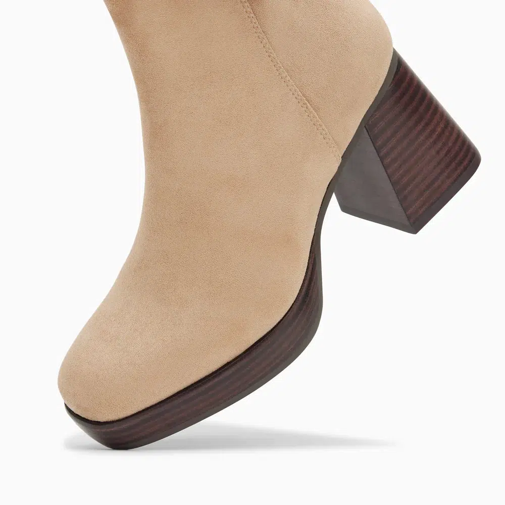 Bottines Marina beiges à plateforme et talon bois - Image 4