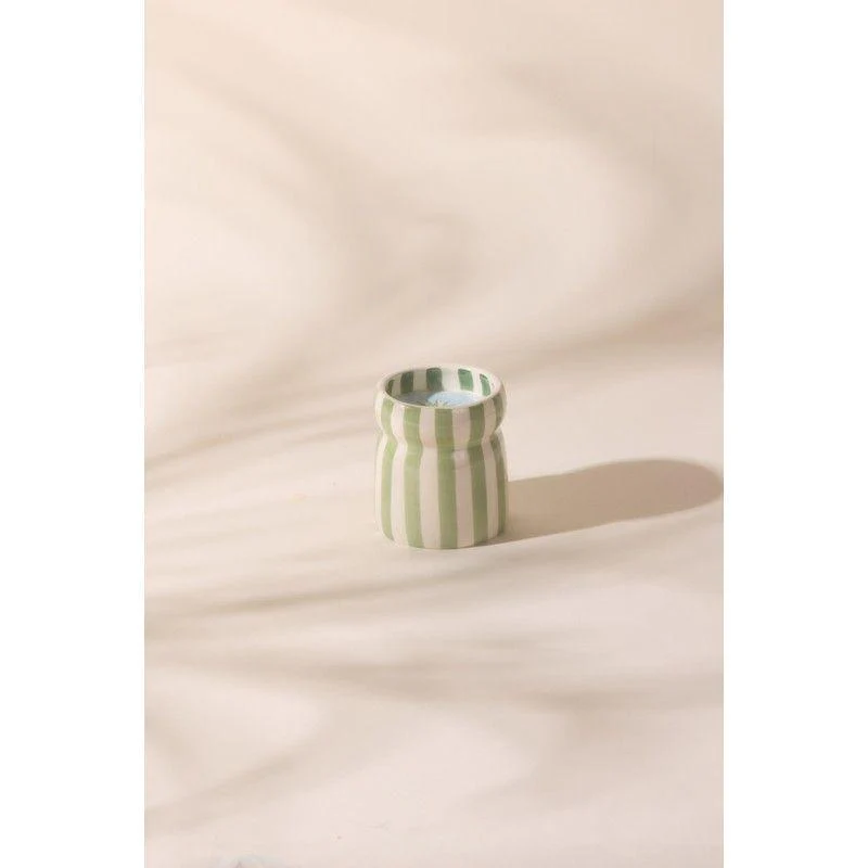 Cabana 6.5oz/184g Sage Striped Ceramic Candle - Bora Bora Boxed