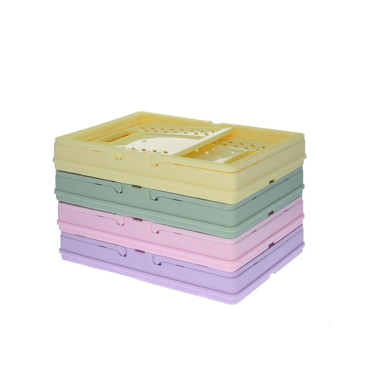 Caisse de rangement pliable en plastique violet - Image 3
