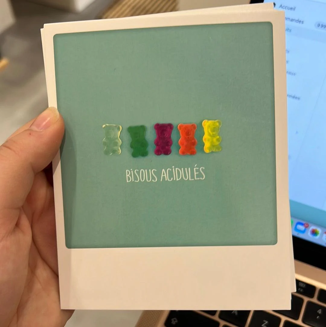 Carte postale - Format Polaroide - Bisous acidulés