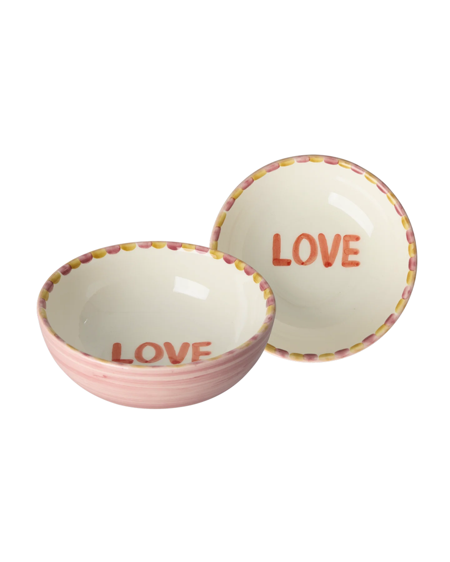 Ceramic Bowl with Hand-painted LOVE - Pink - 300 ml