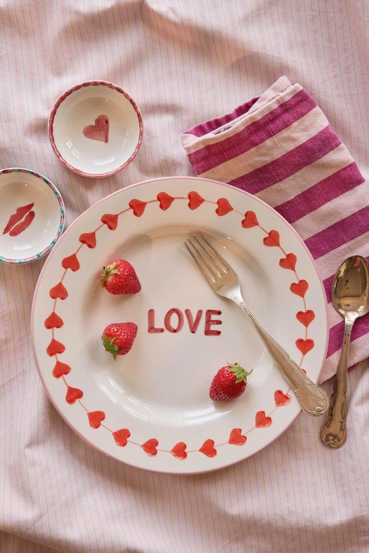 Ceramic Dinner Plate with Hand-painted LOVE