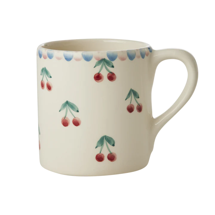 Ceramic Mug with Hand-painted Cherries