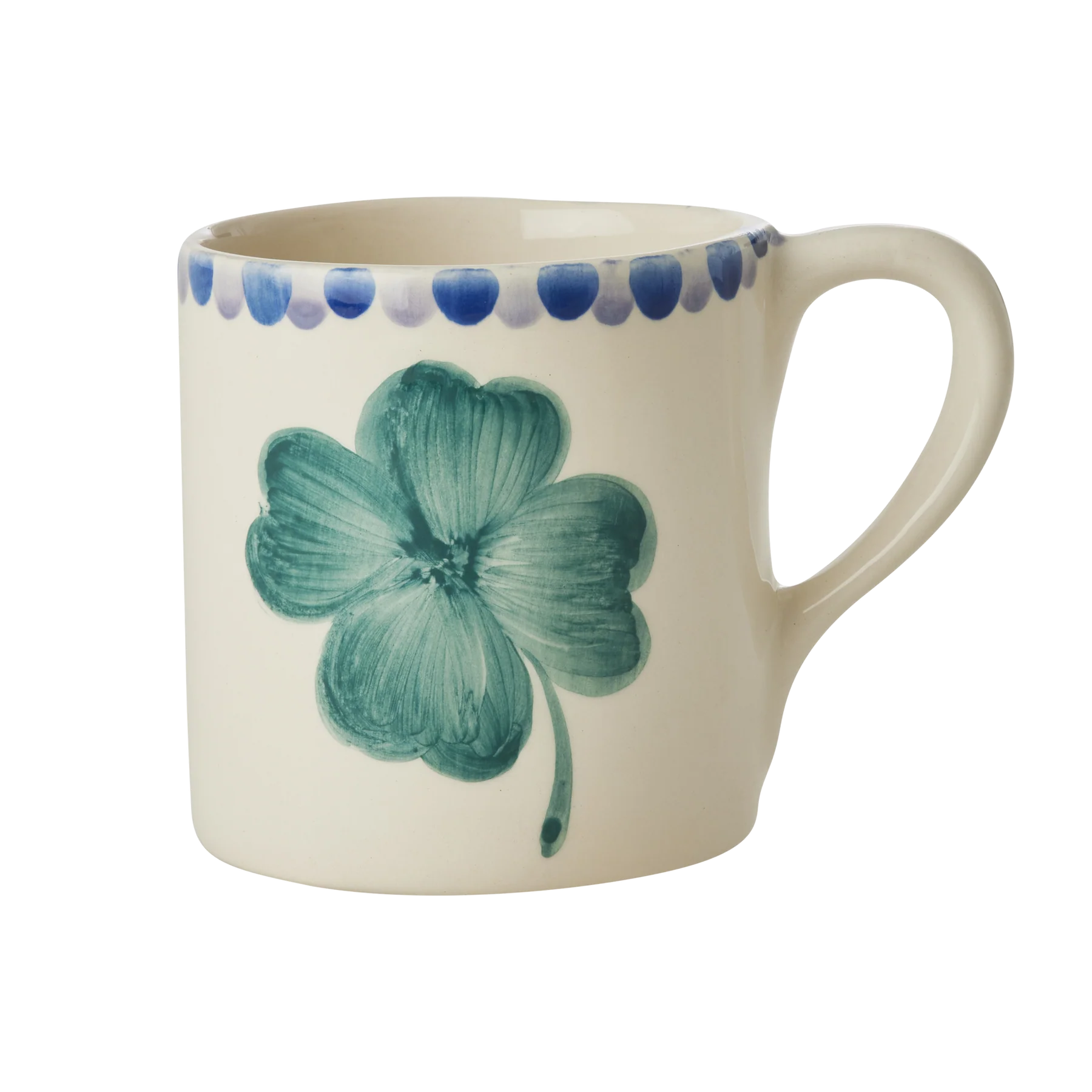 Ceramic Mug with Hand-painted Good Luck Clover