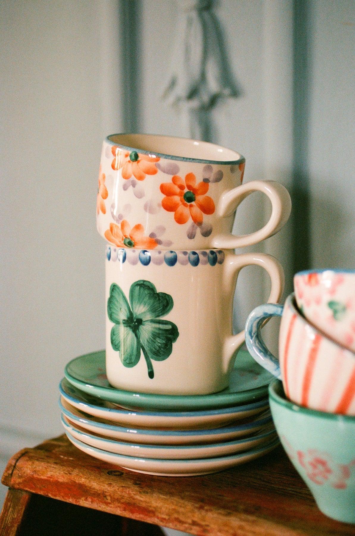 Ceramic Mug with Hand-painted Good Luck Clover - Image 2