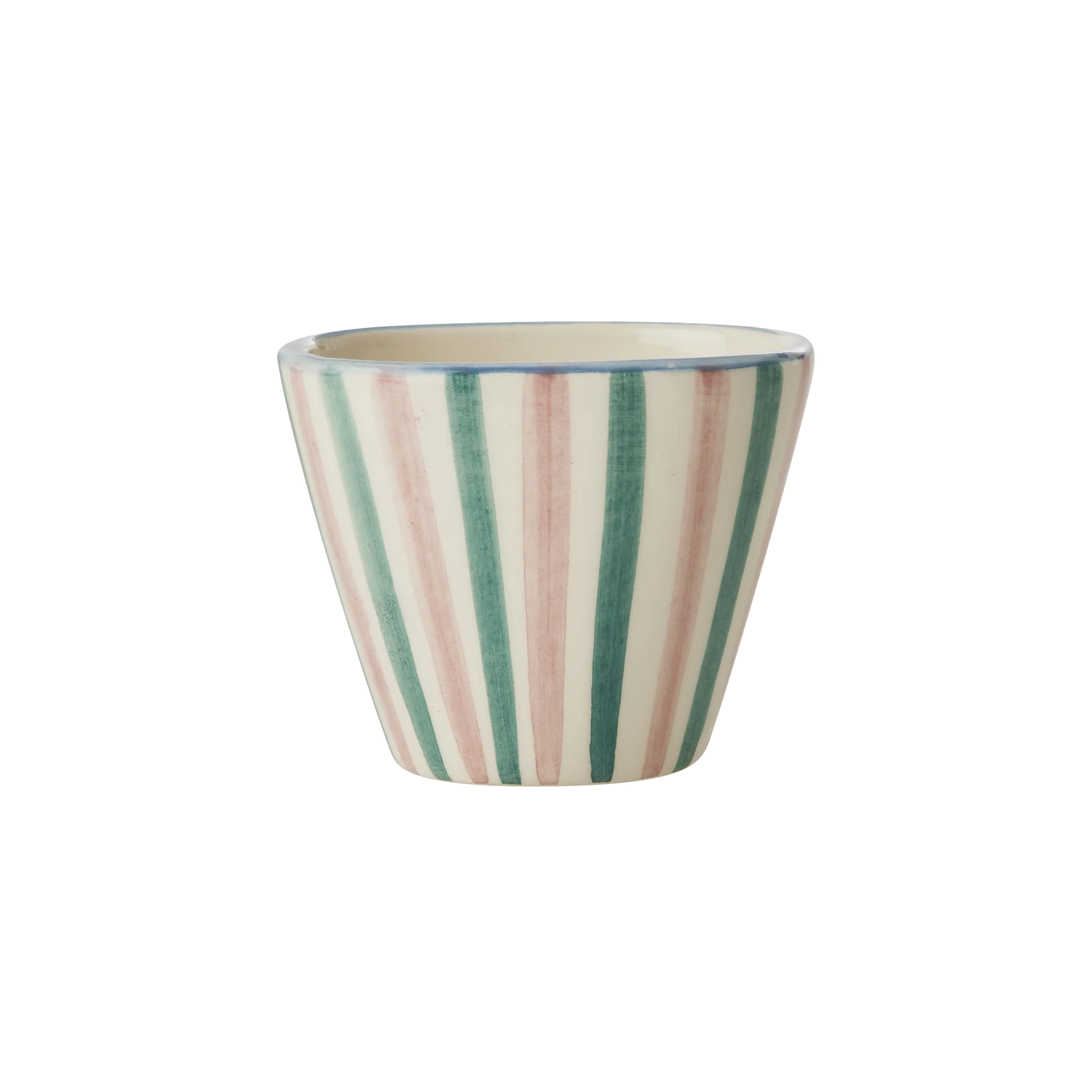 Ceramic Oval Espresso Cup with Hand-painted Stripes