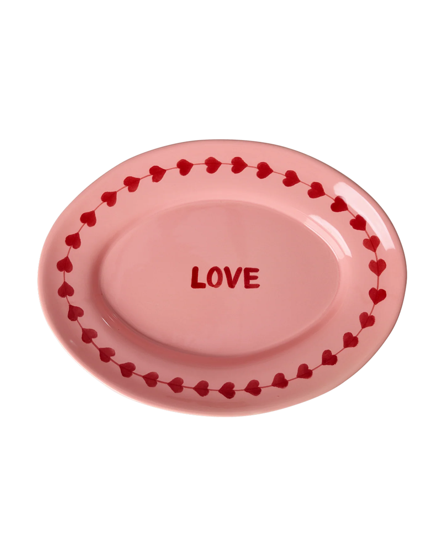 Ceramic Serving Platter with Hand-painted LOVE - Medium
