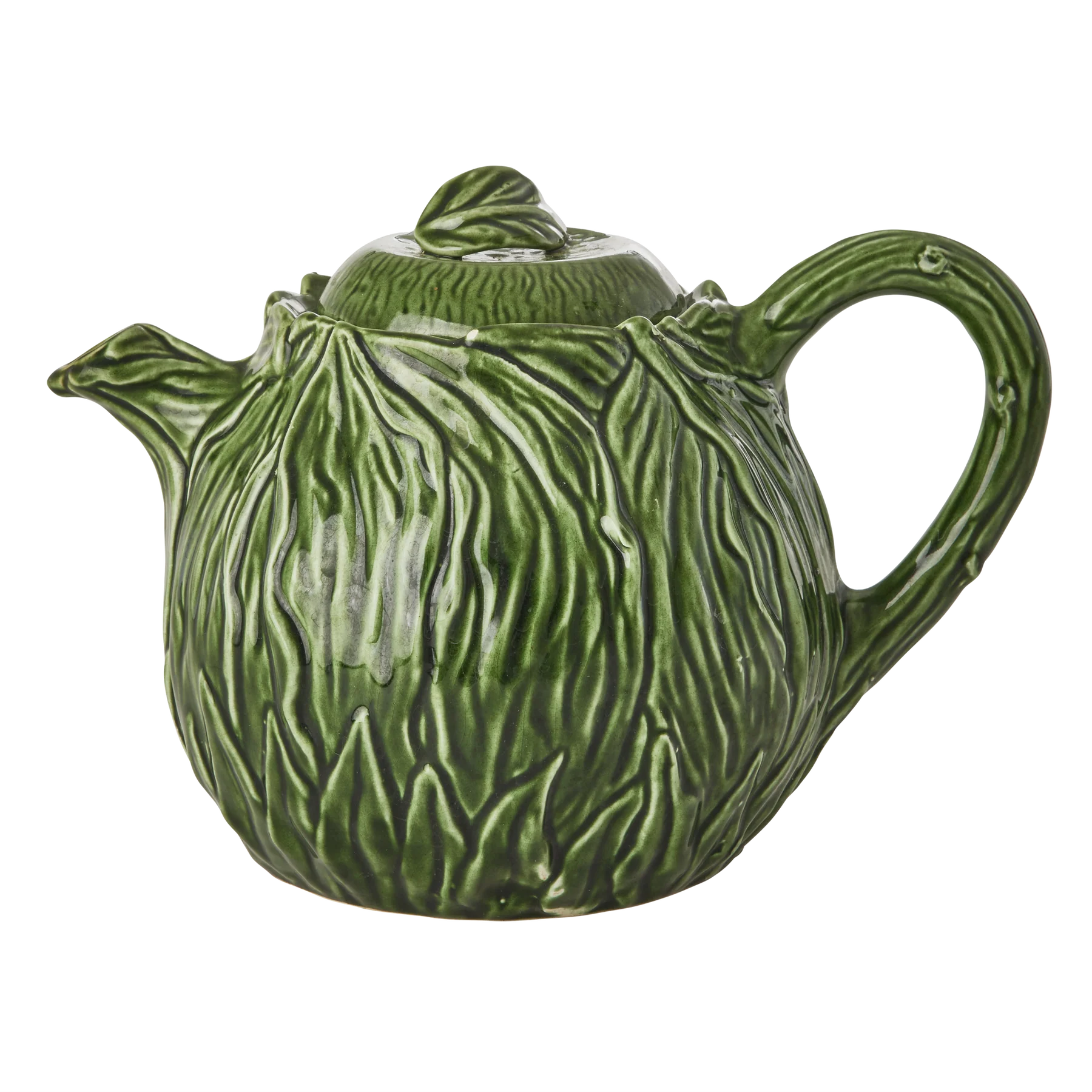Ceramic Teapot with Embossed Leave Design