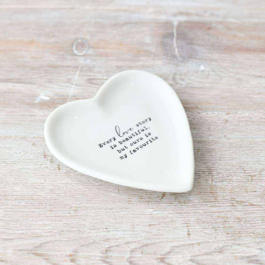 Chaque histoire d'amour est belle " Coupelle Cœur Bijou, 10 cm