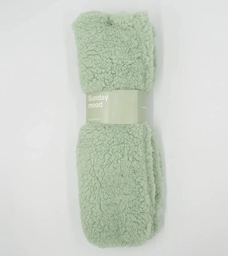 Chaussettes cocooning en moumoute - Vert amande