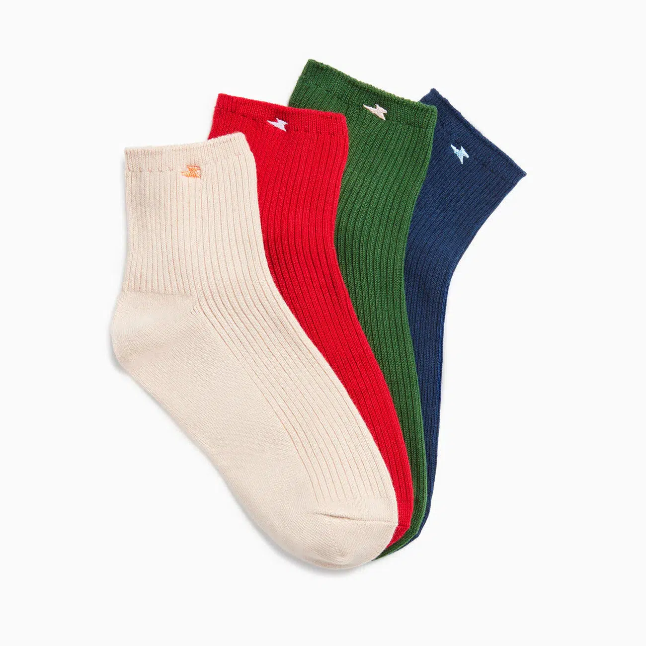 Chaussettes courtes Amy rouges côtelées - Image 2