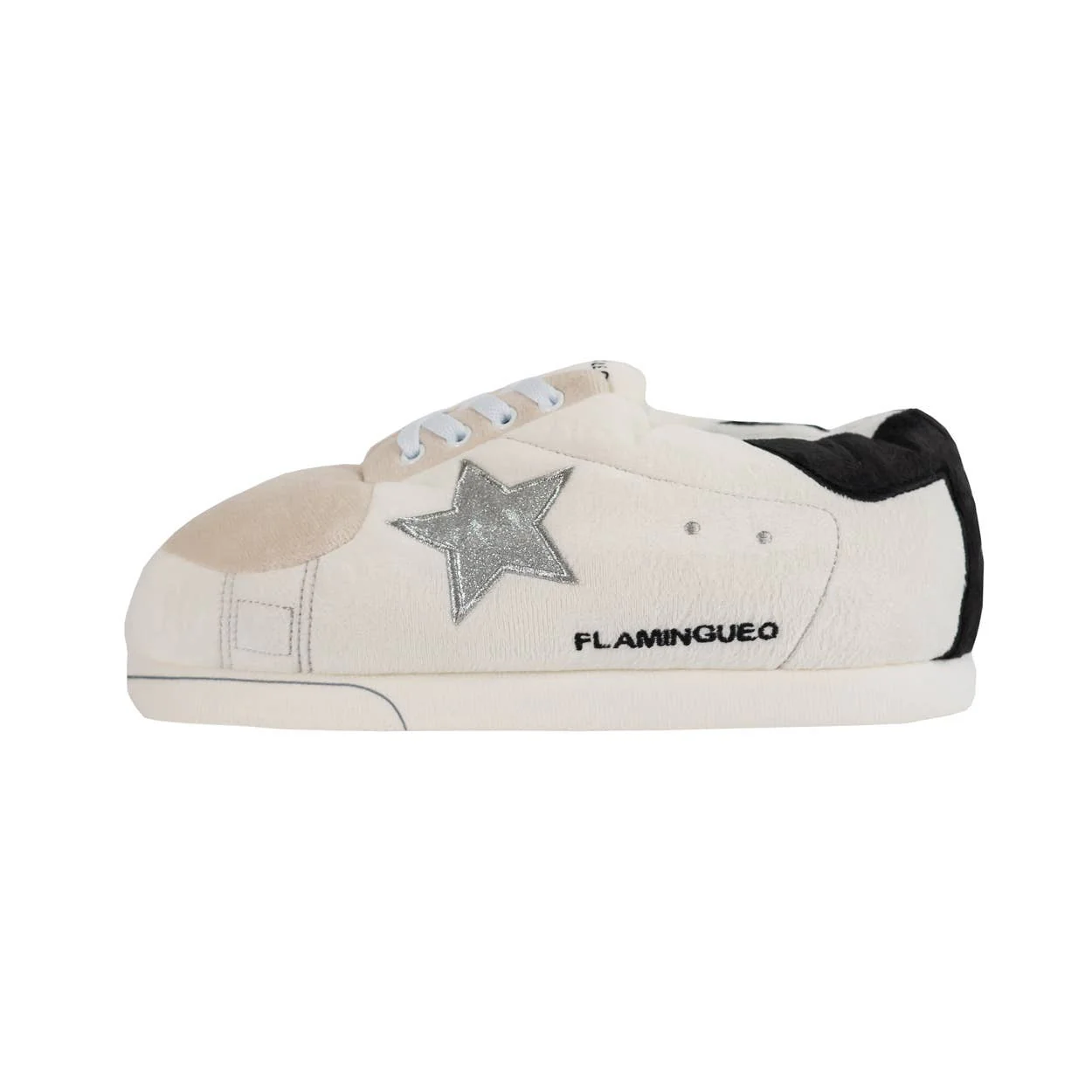 Chaussures de maison géantes blanches avec étoile argentée - Image 2