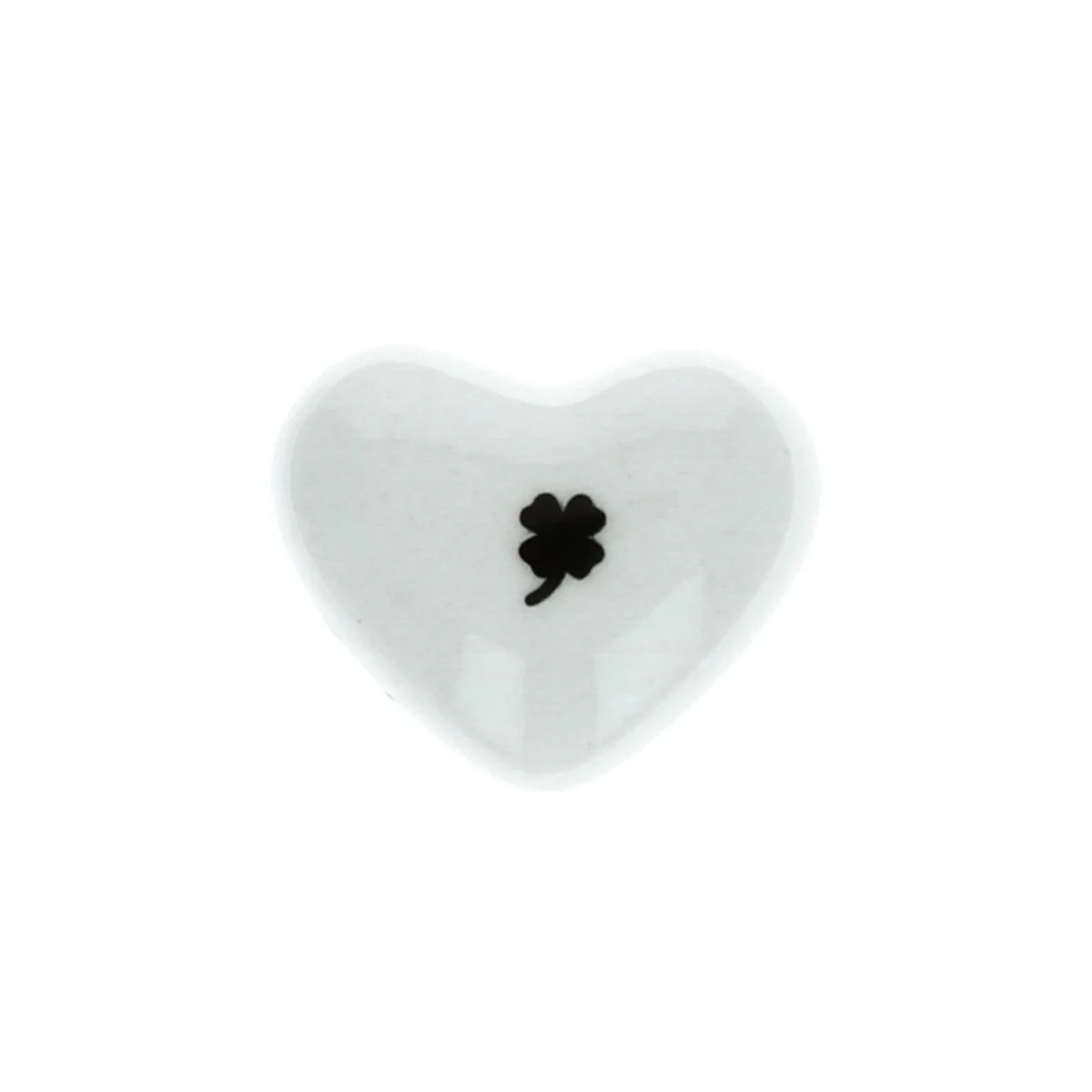 Coeur porcelaine trèfle noir