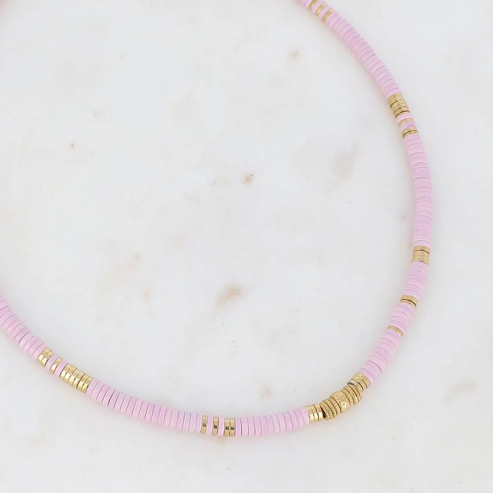 COLLIER DISPY AVEC PIERRES TEINTÉES LILA
