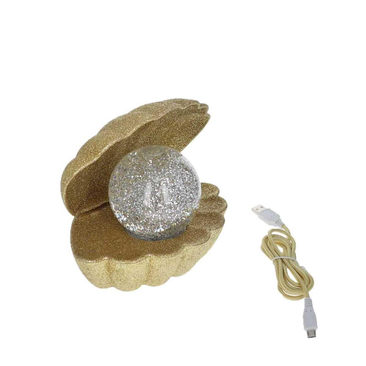 Lampe coquillage à paillettes dorées - Image 4