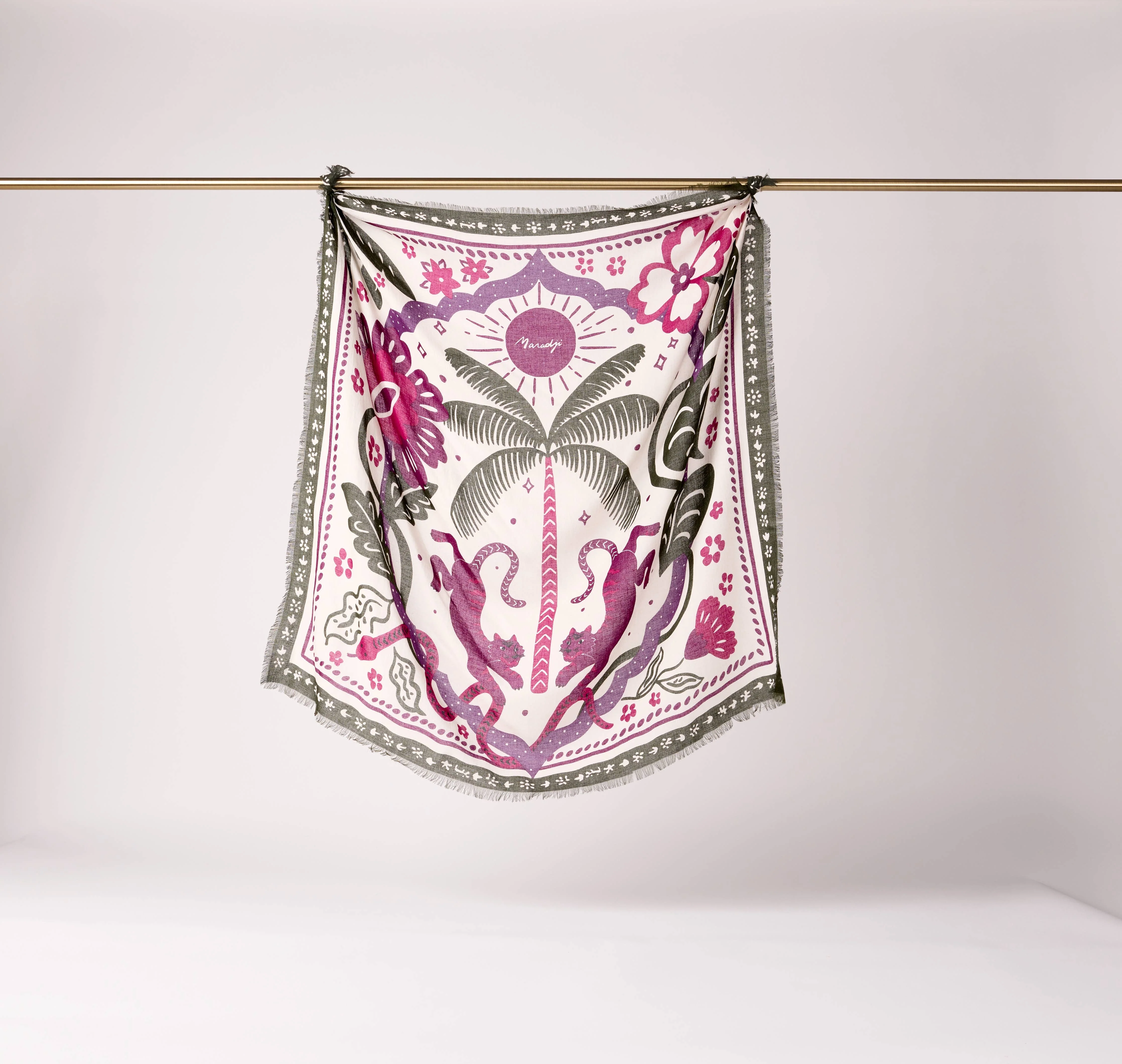 FOULARD LAINE TIGER IN THE PALMERAIE FIGUE - Image 7