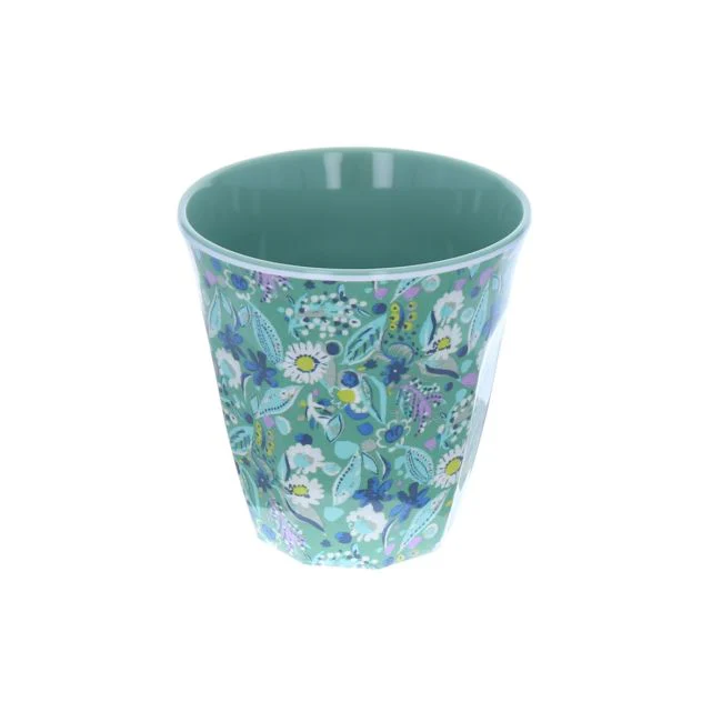 Grand verre mélamine fleurs bleues