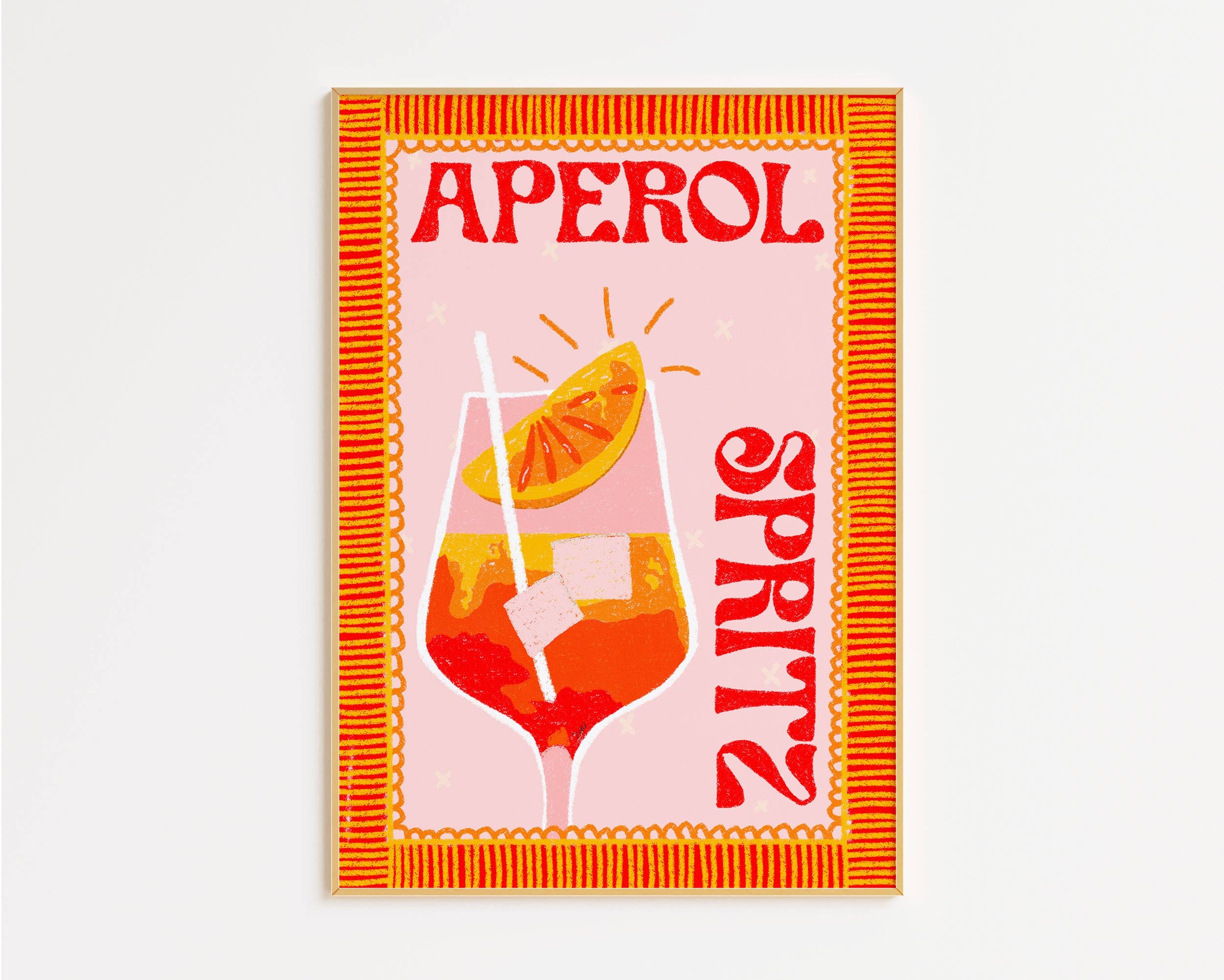 Impression de cocktail dessiné à la main Aperol Spritz: Sans cadre / A2