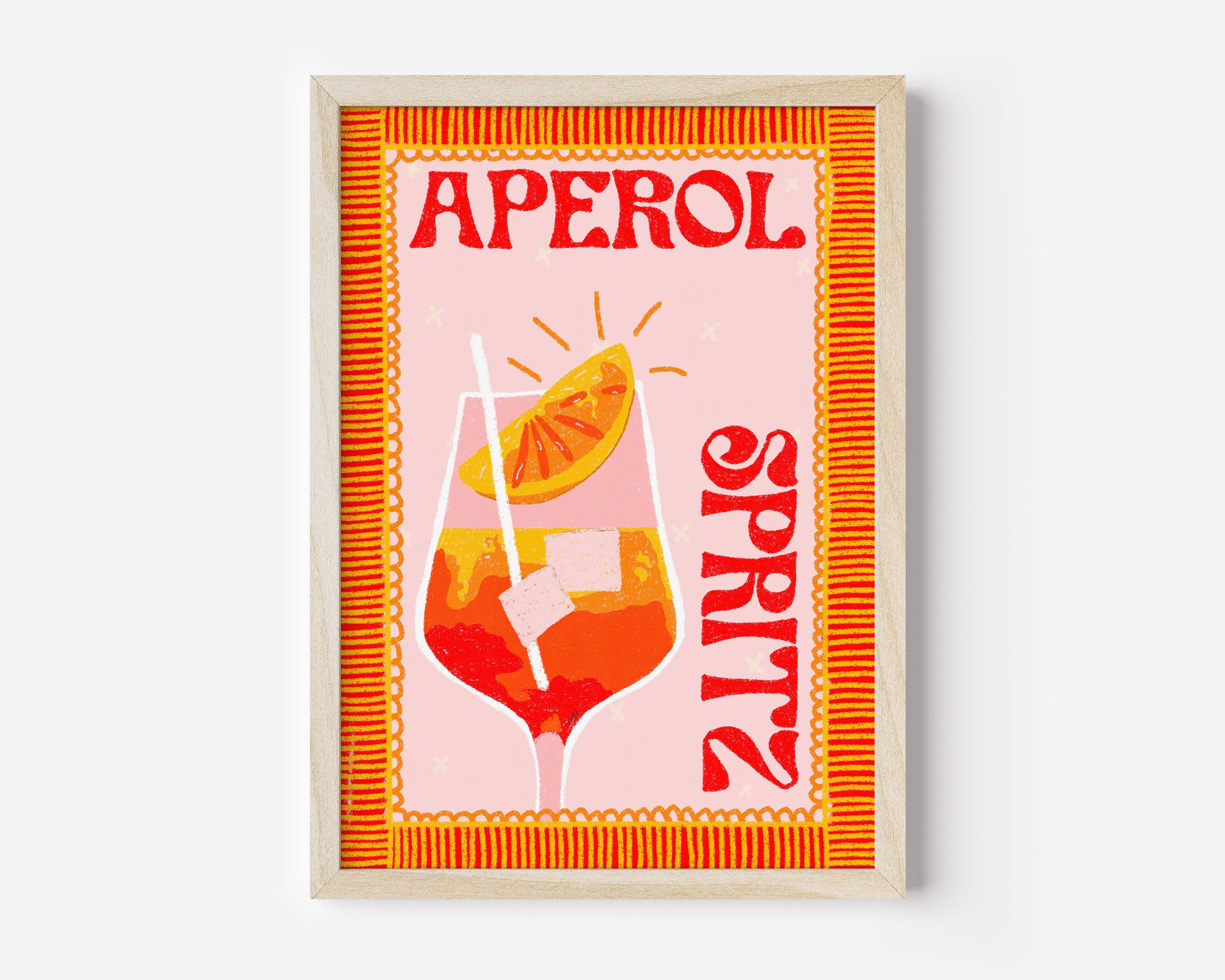 Impression de cocktail dessiné à la main Aperol Spritz: Sans cadre / A2 - Image 4