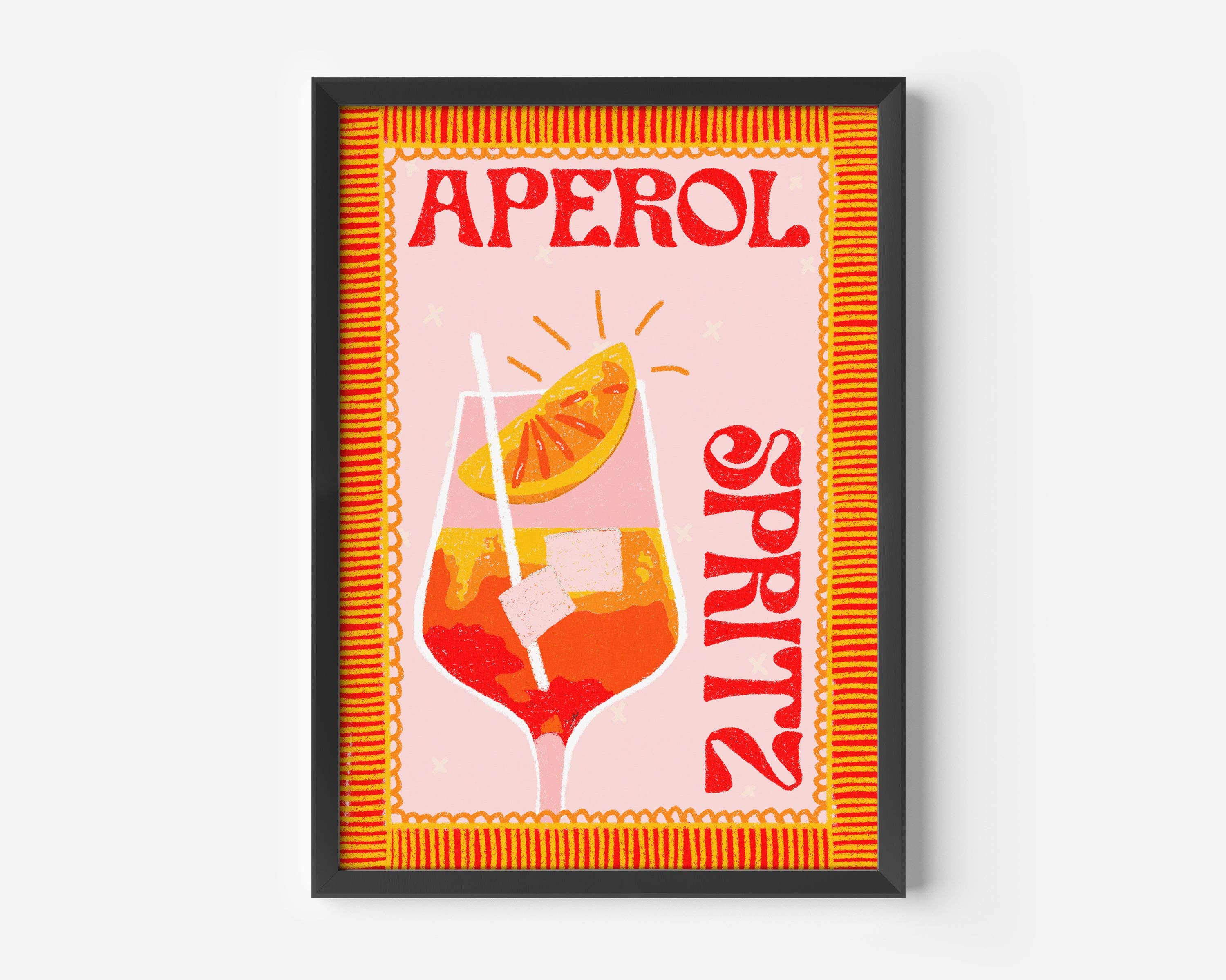 Impression de cocktail dessiné à la main Aperol Spritz: Sans cadre / A2 - Image 5