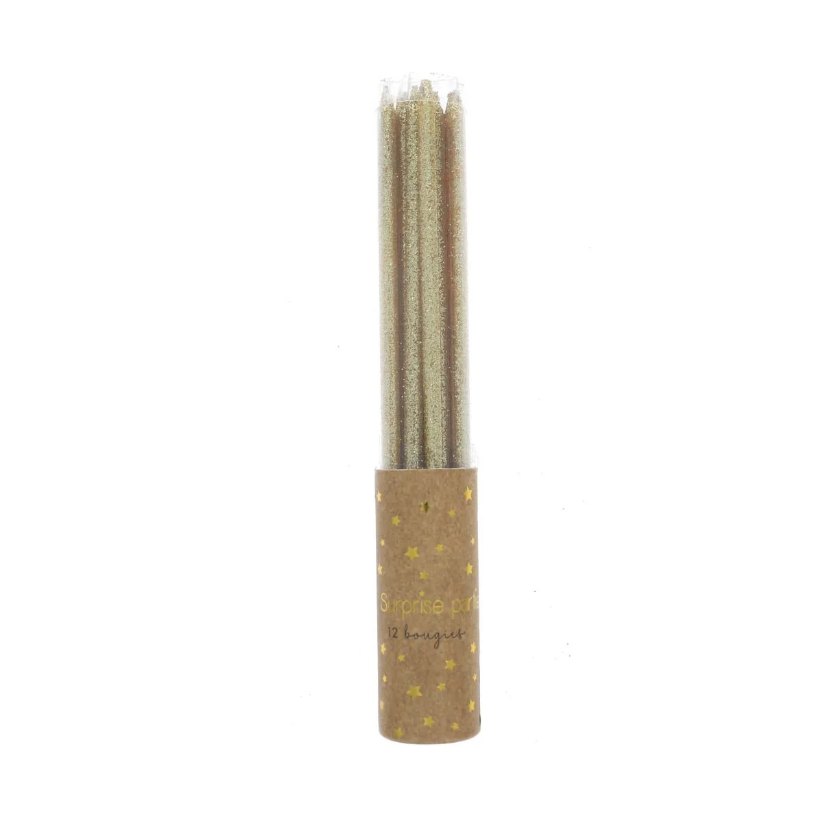Lot de 12 bougies à paillettes dorées - Image 2