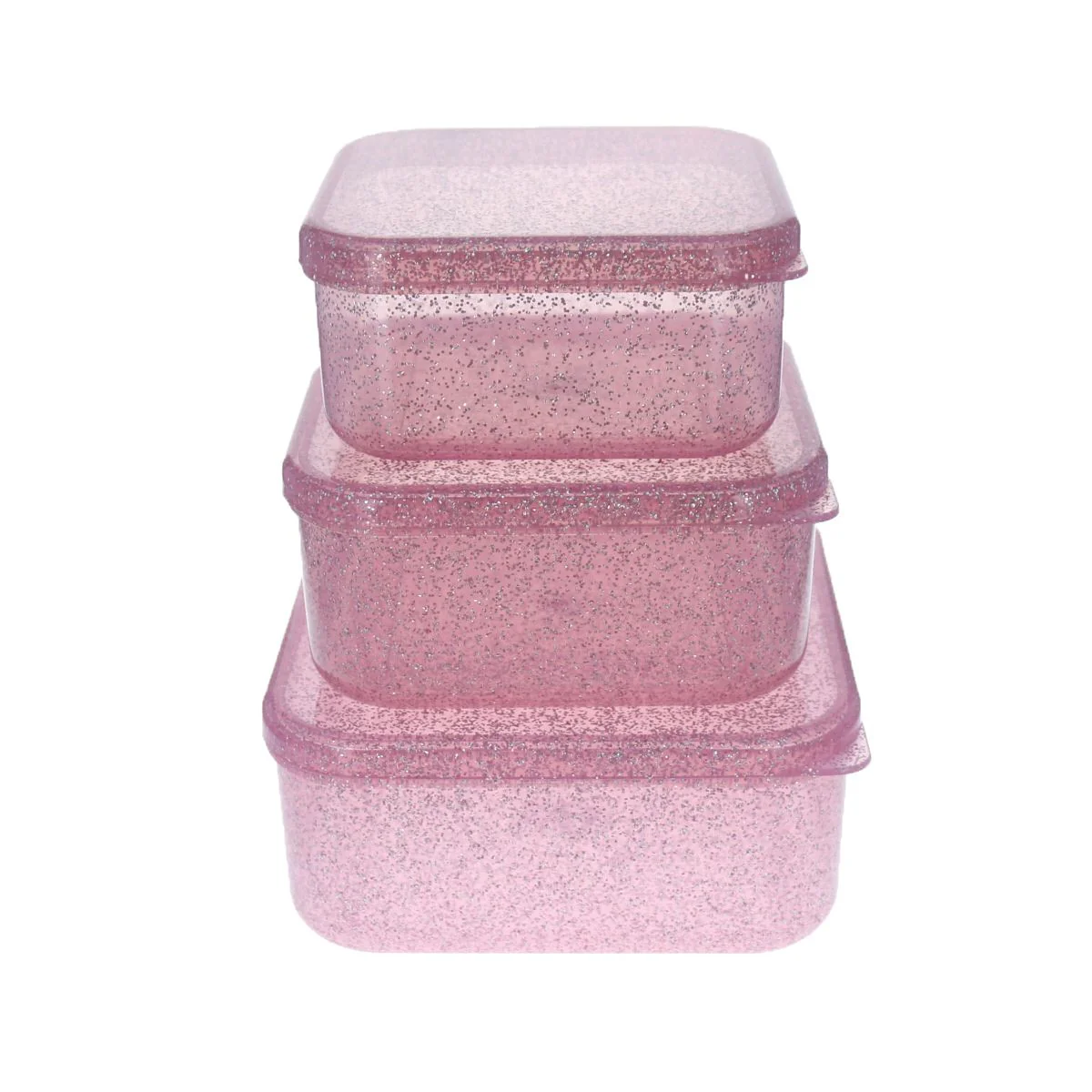 Lot de 3 boîtes à goûter paillettes roses - Image 2
