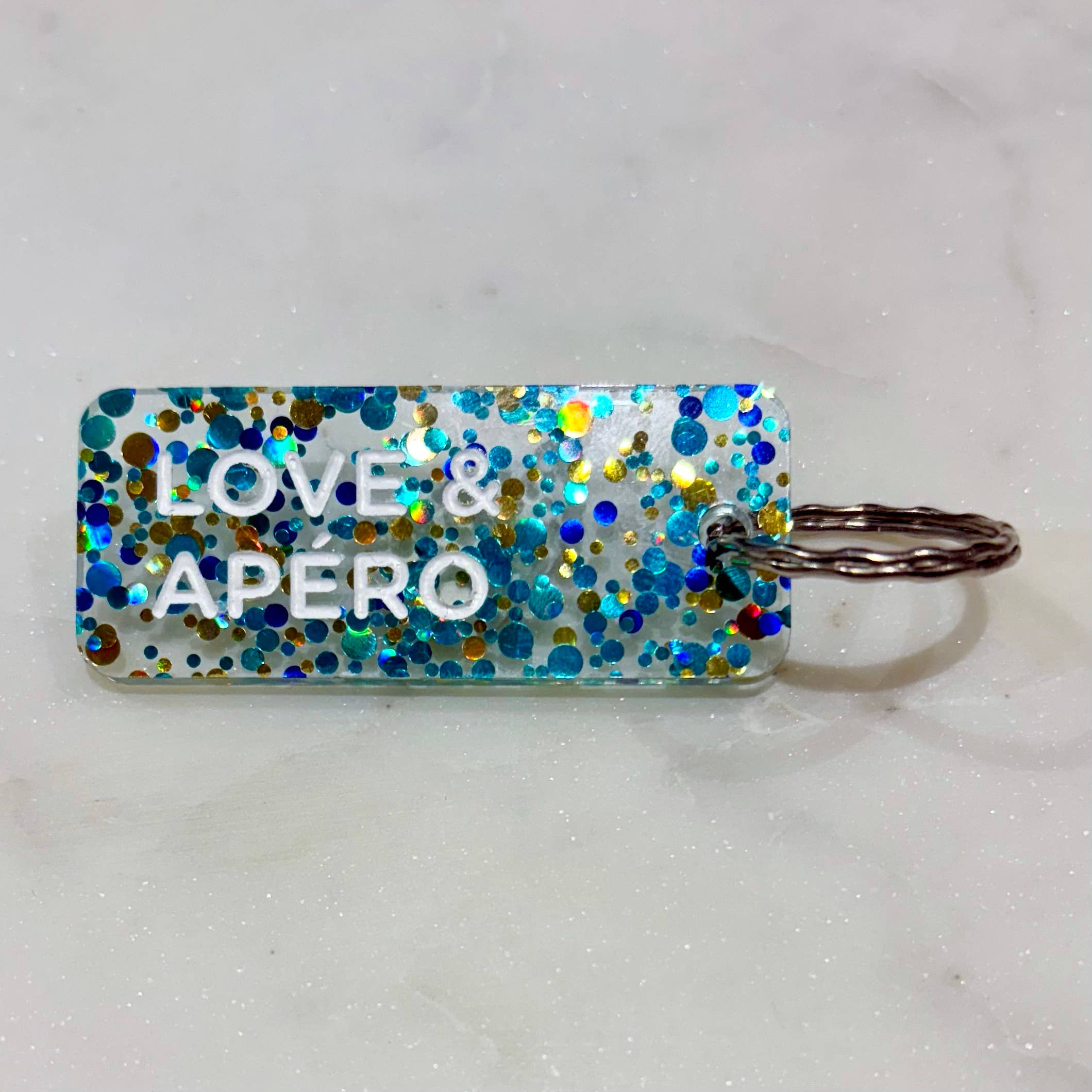 LOVE & APÉRO Porte-clés à paillettes Plus de Love: Or - Image 2