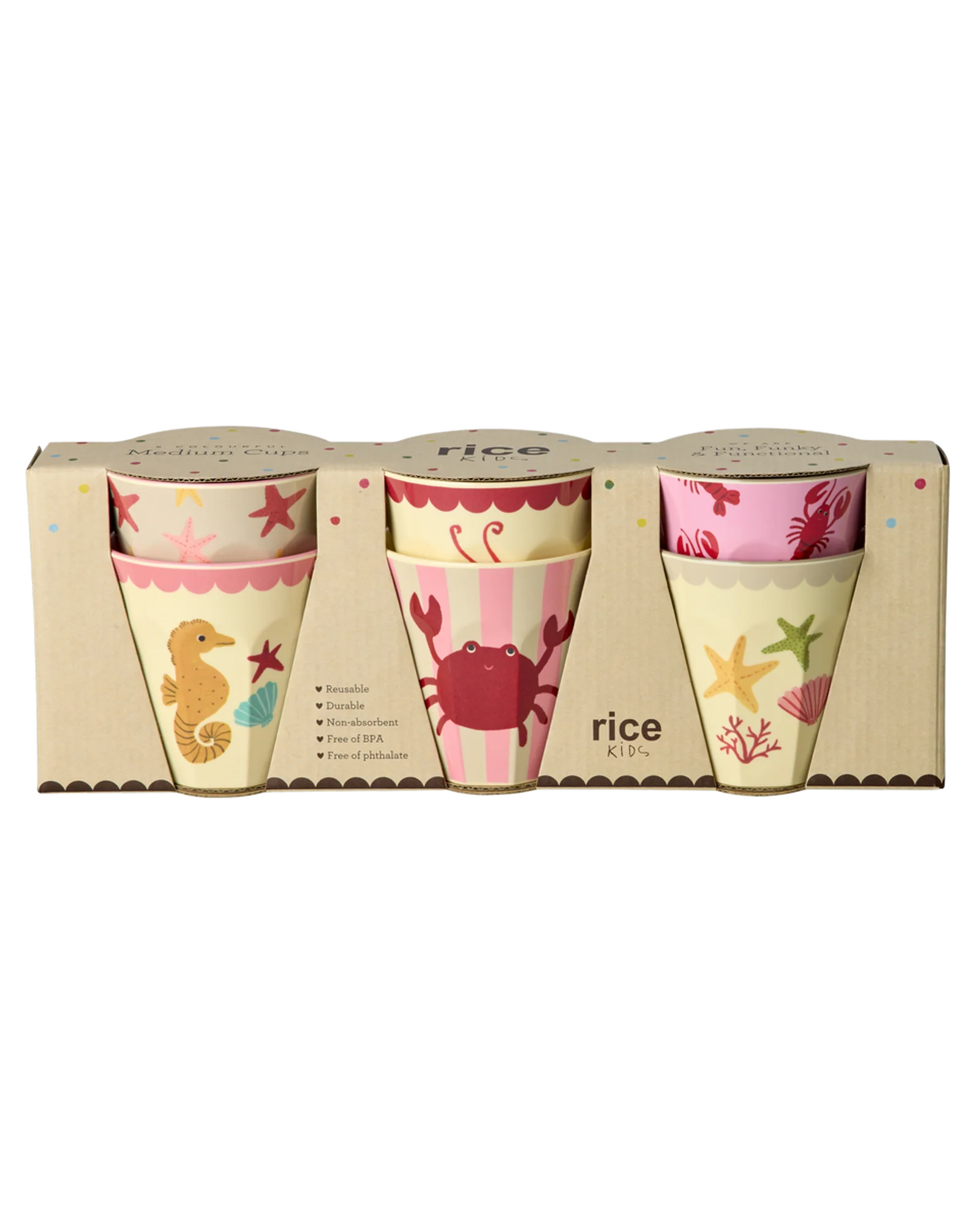 Melamine Cups with Coral Ocean Prints - Medium - vendu a l'unité