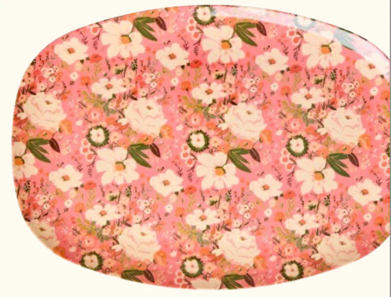 Melamine Rectangular Plate with Alison Flower Print