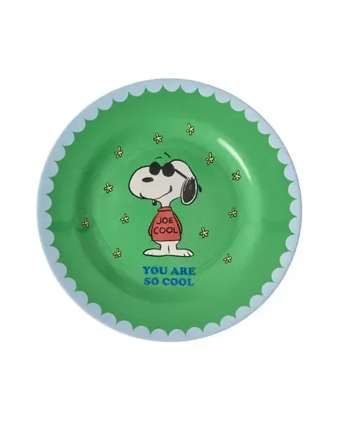 Melamine Side Plate with Green Snoopy Print
