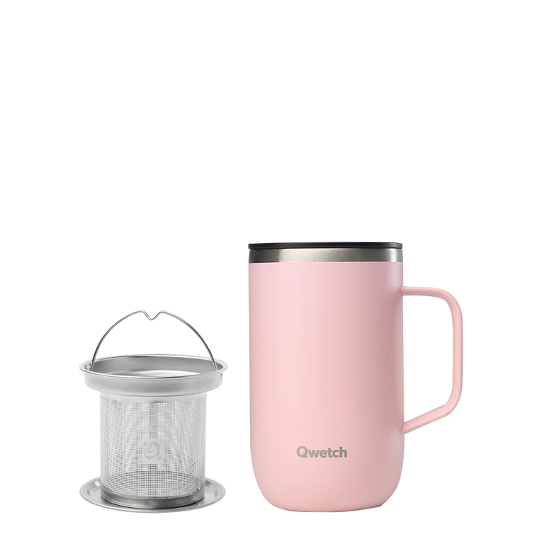 Mug tisanière isotherme inox - pastel - rose - 470ml