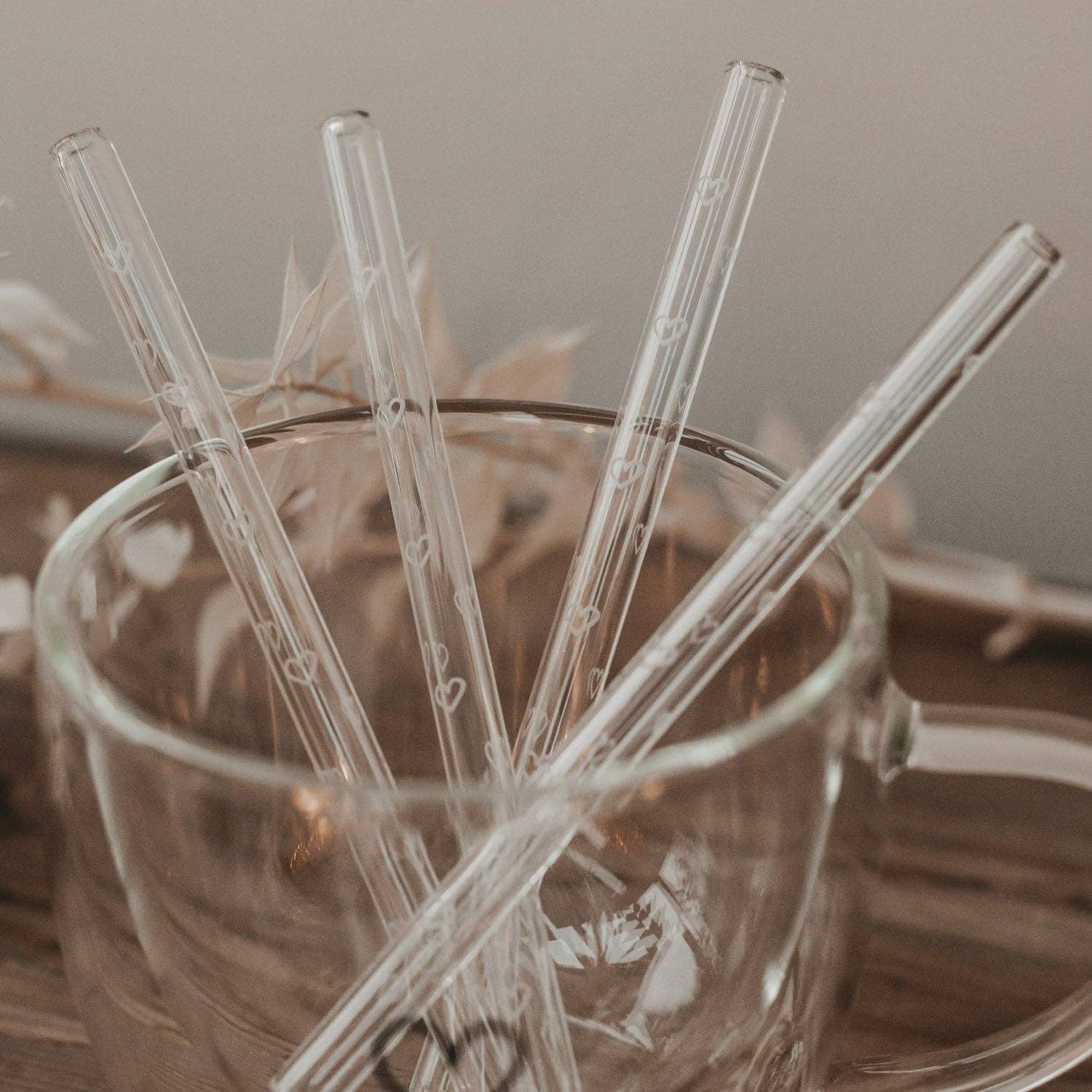 Pailles cœurs en verre 13 cm en lot de 4 - Image 3
