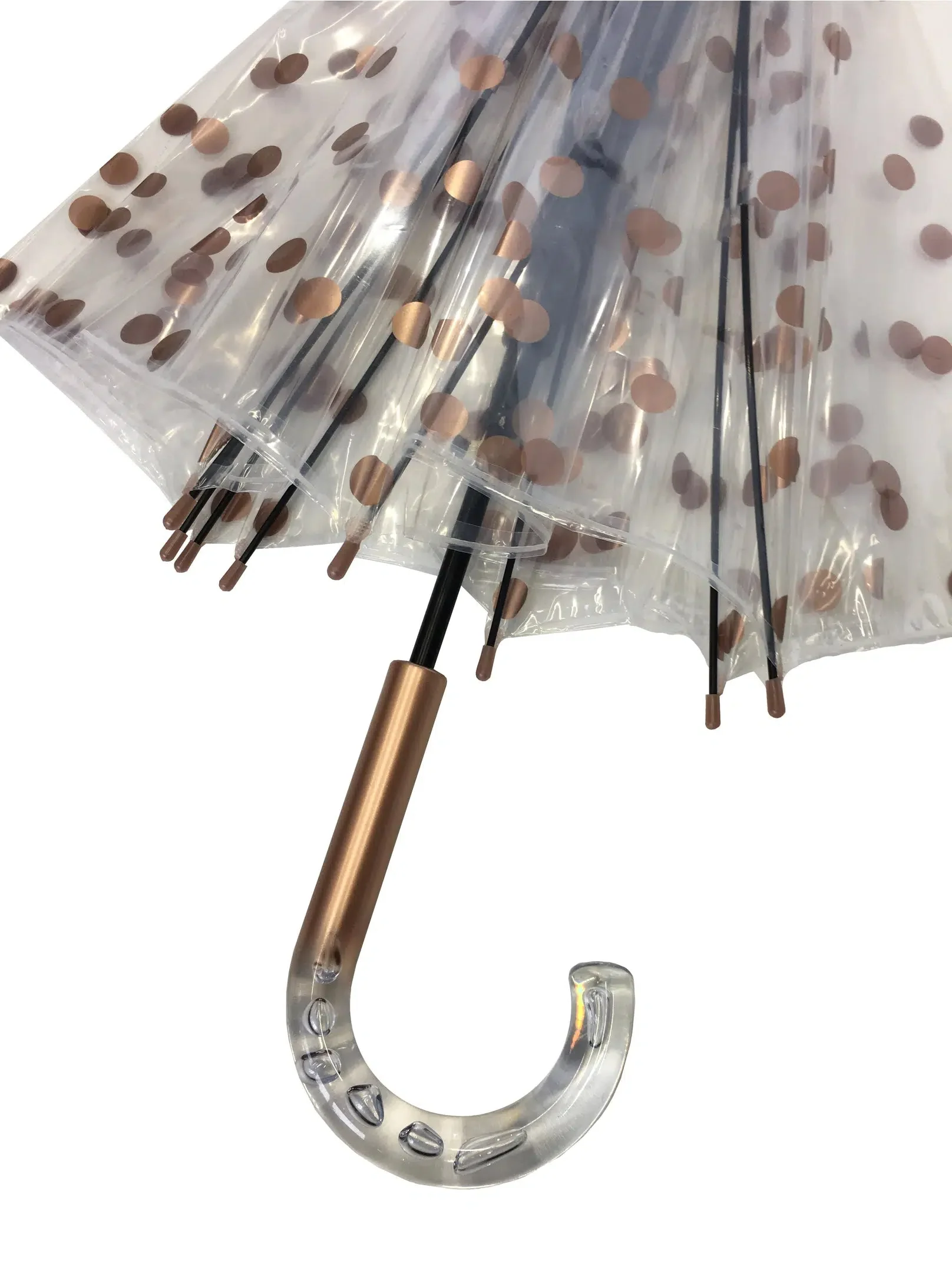 Parapluie Long Transparent Pois Cuivrés - Image 2