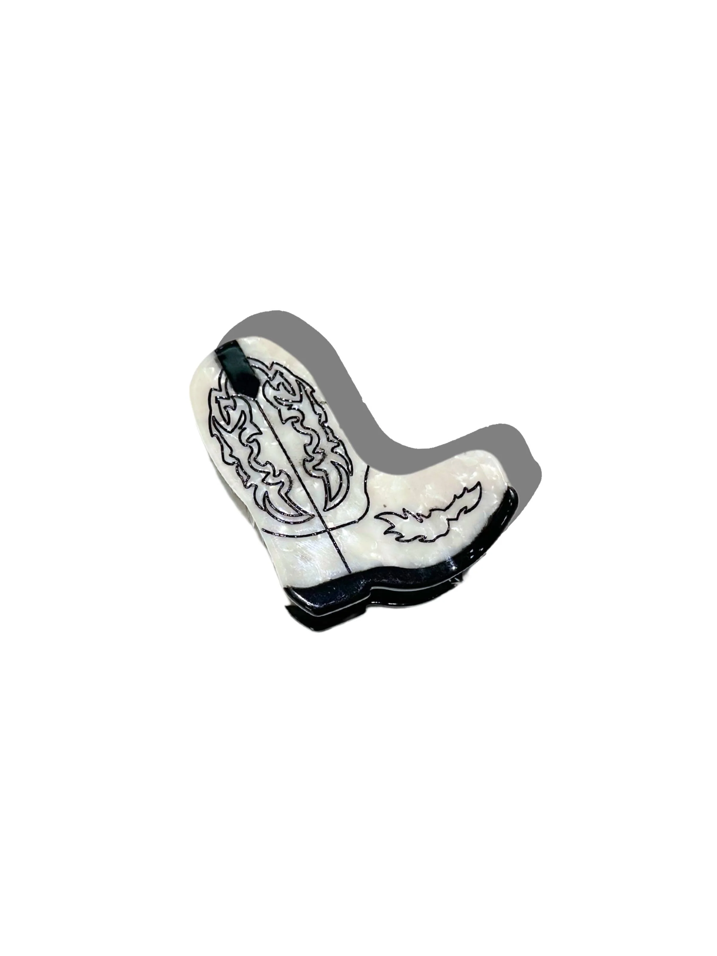 Pince à cheveux Western Cowboy Boot Claw peinte à la main | Eco: Blanc