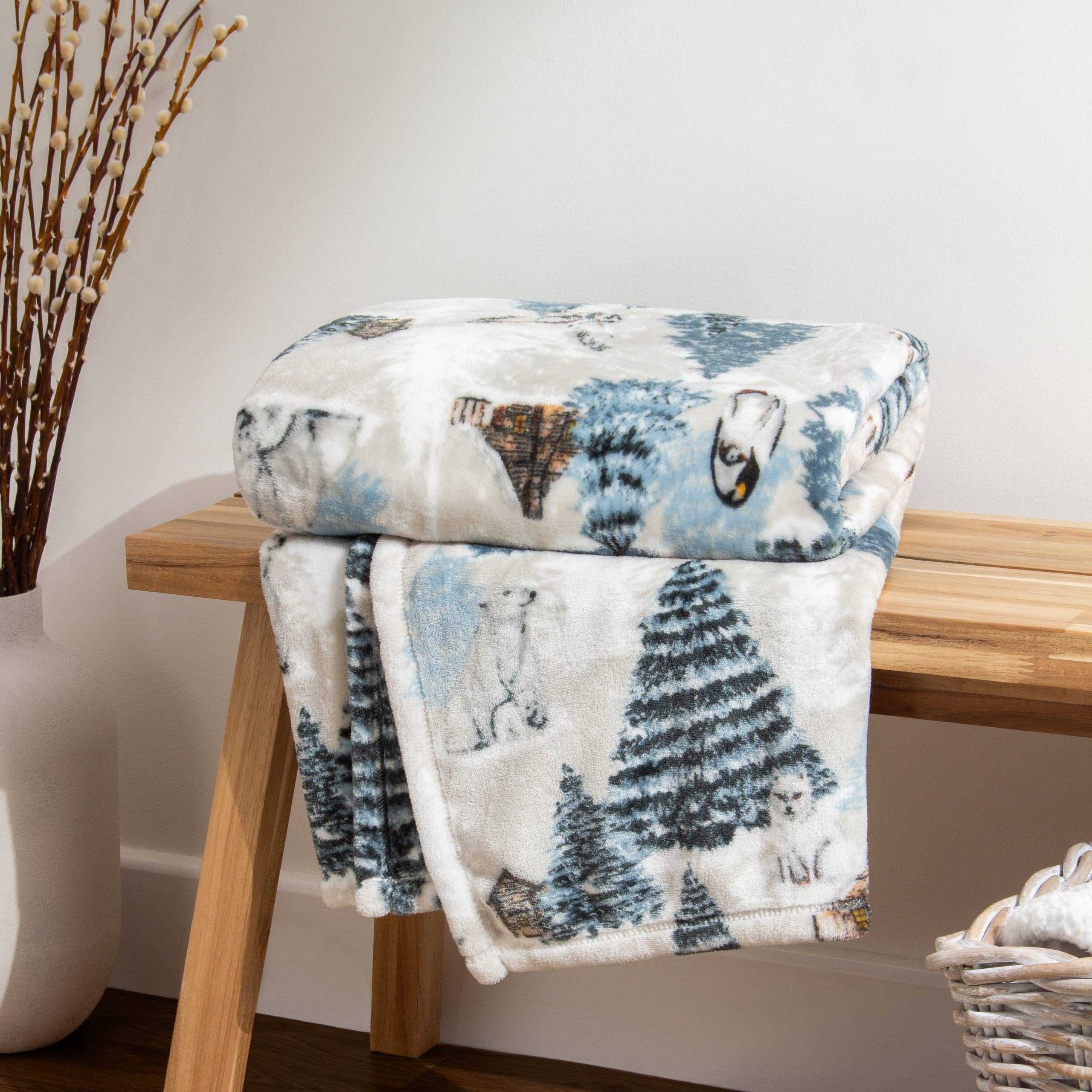 Plaid Arcticus blanc/bleu: Blanc/Bleu / 130 x 150 cm