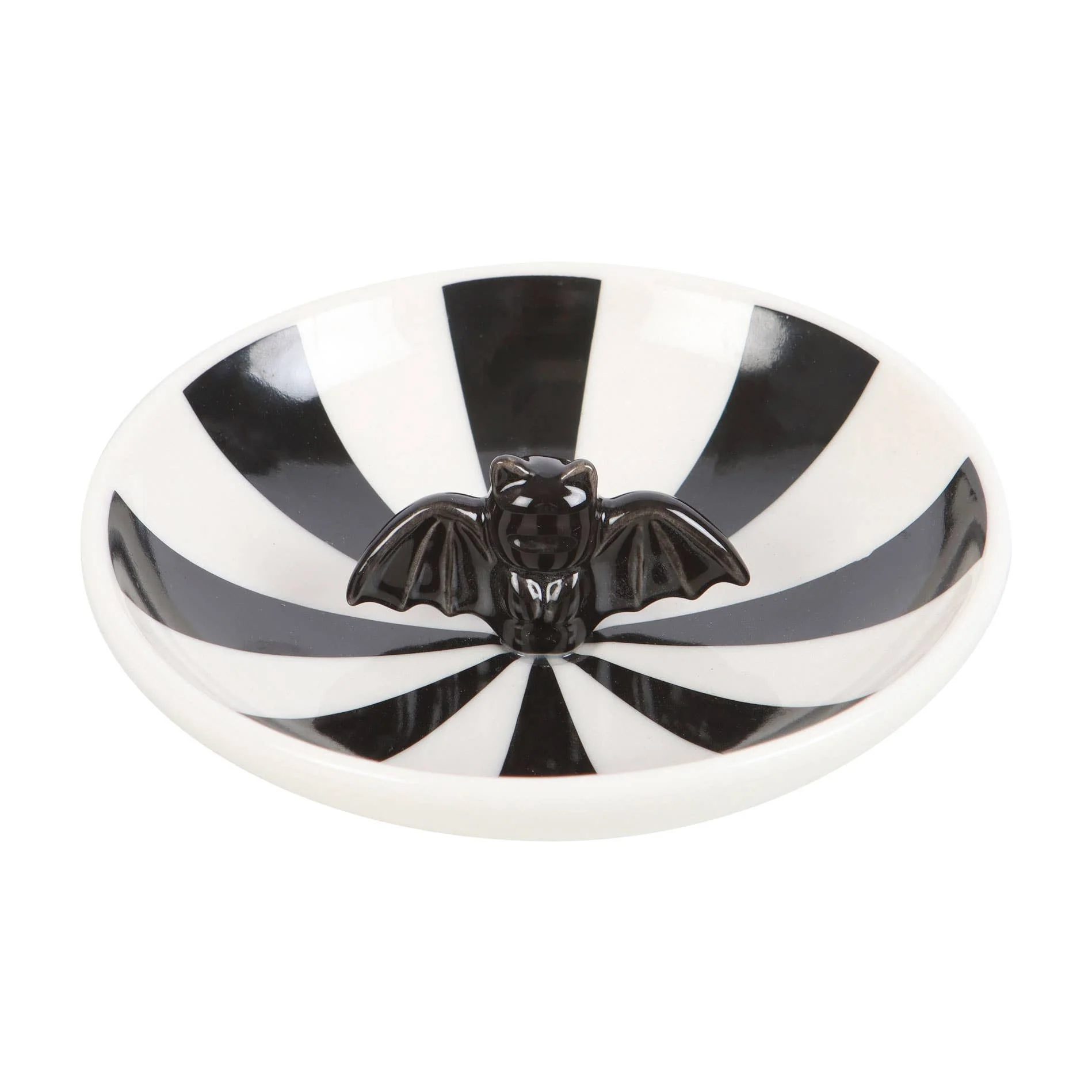 Plat à bijoux d'Halloween en forme de chauve-souris gothique à rayures - Image 2