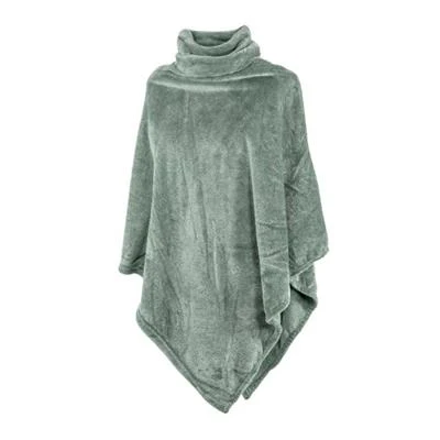 Poncho COSY collar, micro flannel - 80X80cm, sage green
