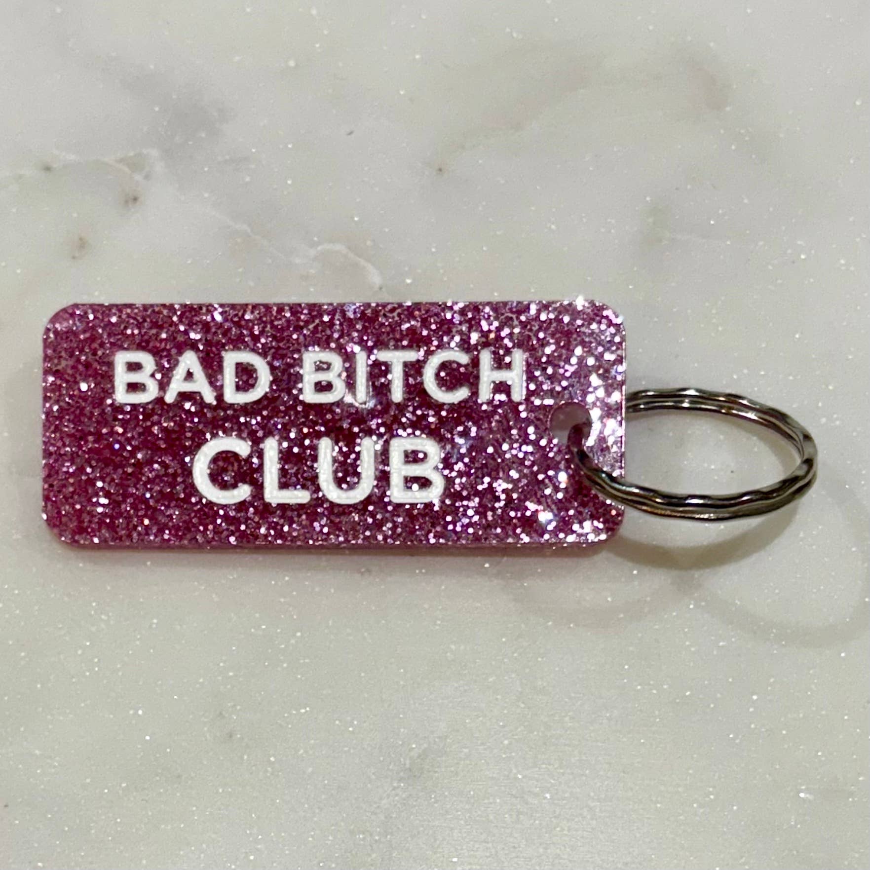 Porte-clés à paillettes I BAD BITCH CLUB Fuchsia - Image 4