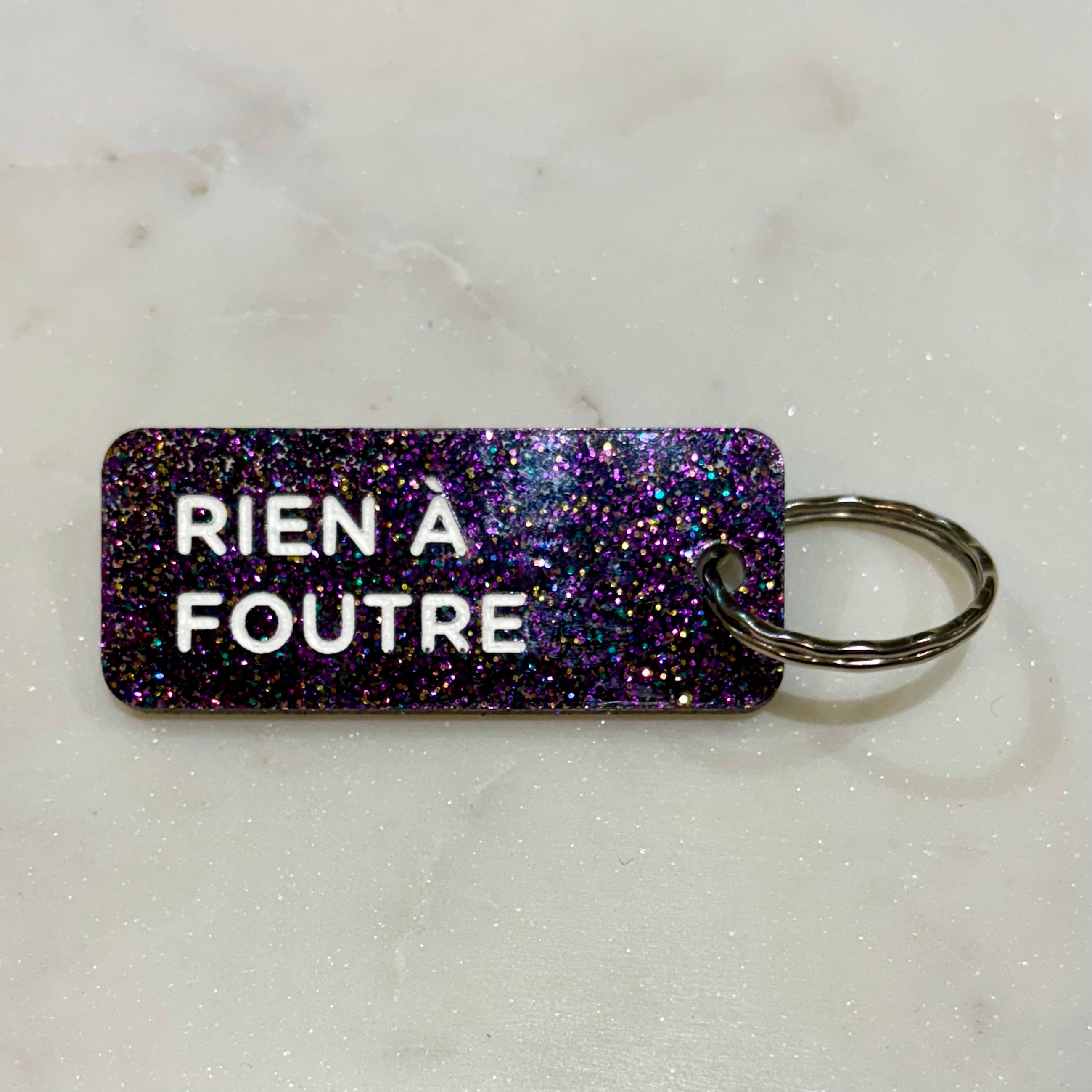 Porte-clés à paillettes I RIEN À FOUTRE Noir - Image 2
