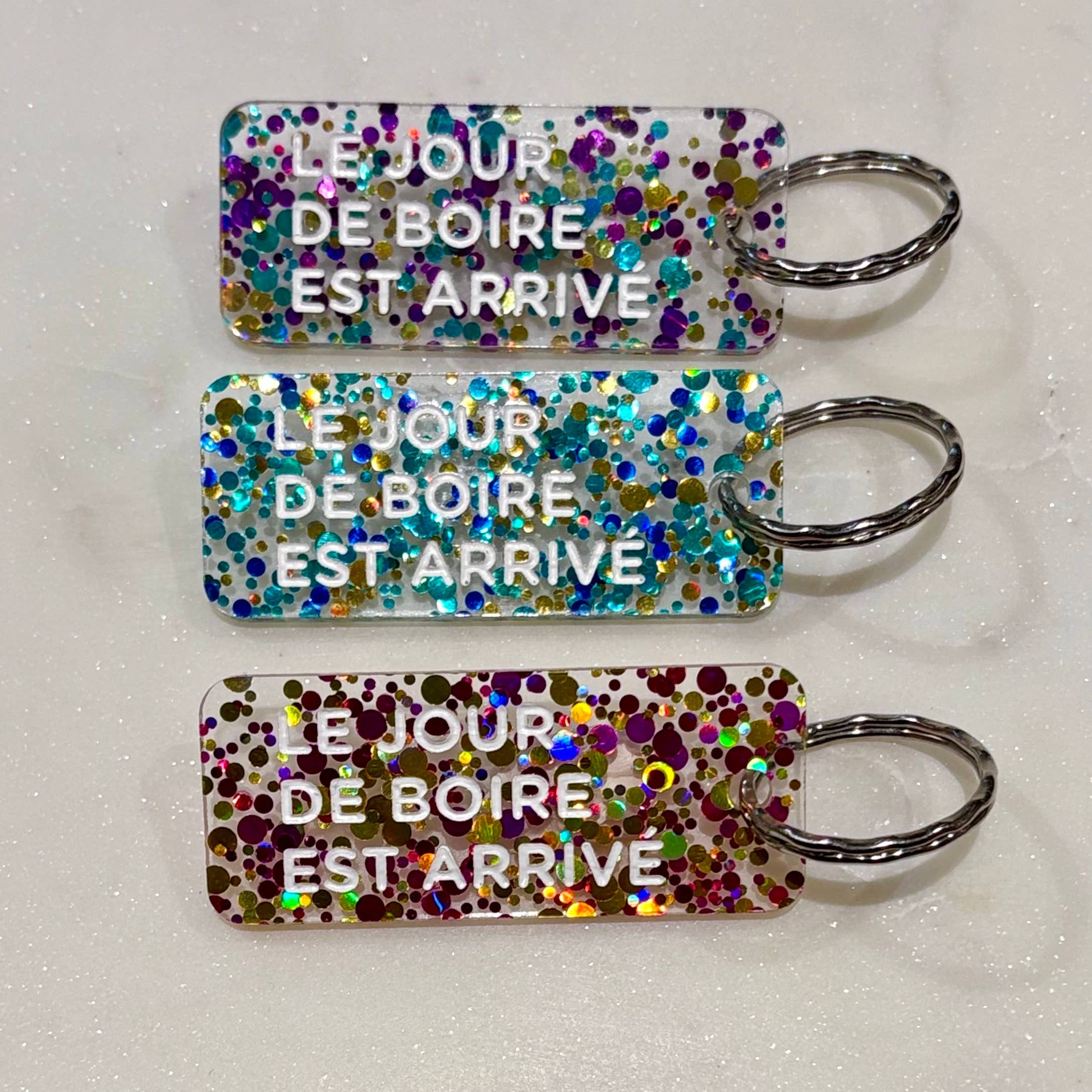 Porte-clés I LE JOUR DE BOIRE EST ARRIVÉ Violet - Image 3