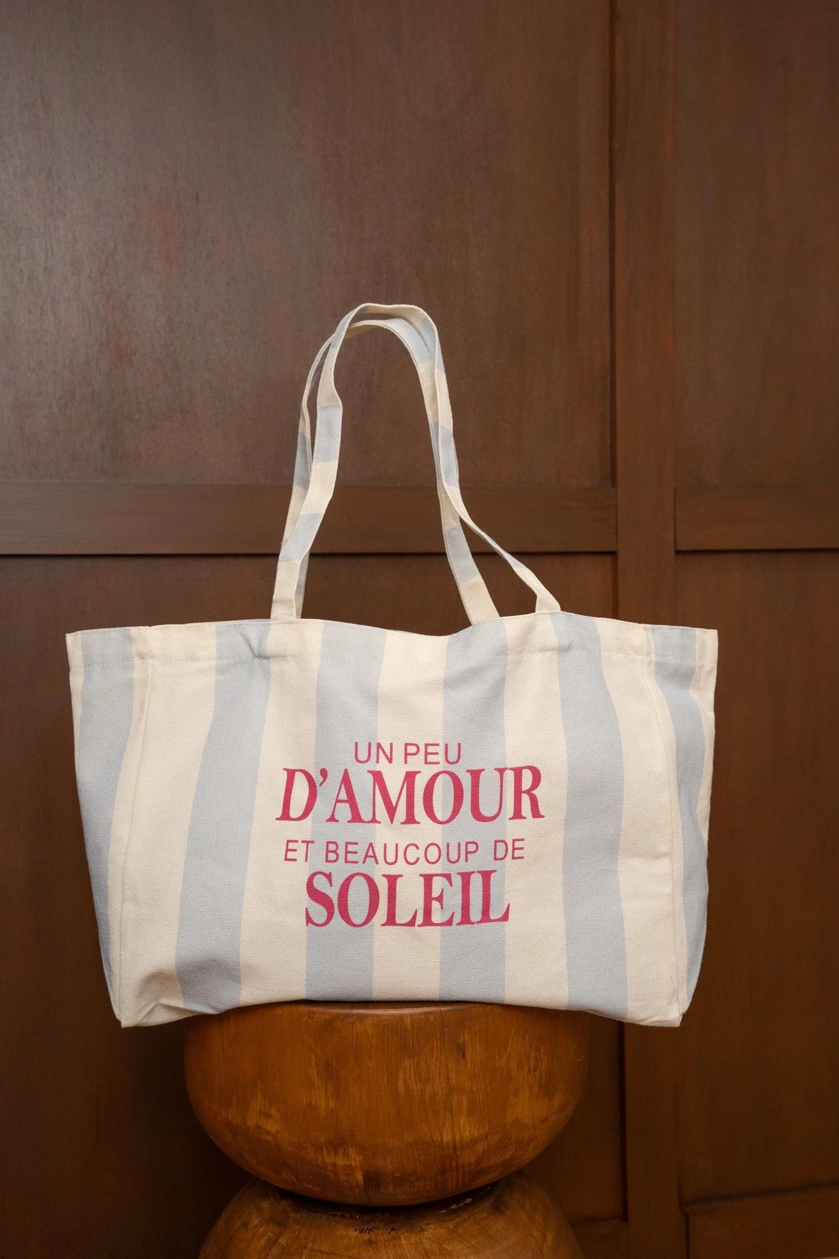 Sac cabas I Un peu d'amour & beaucoup de Soleil I Ecru & Ciel