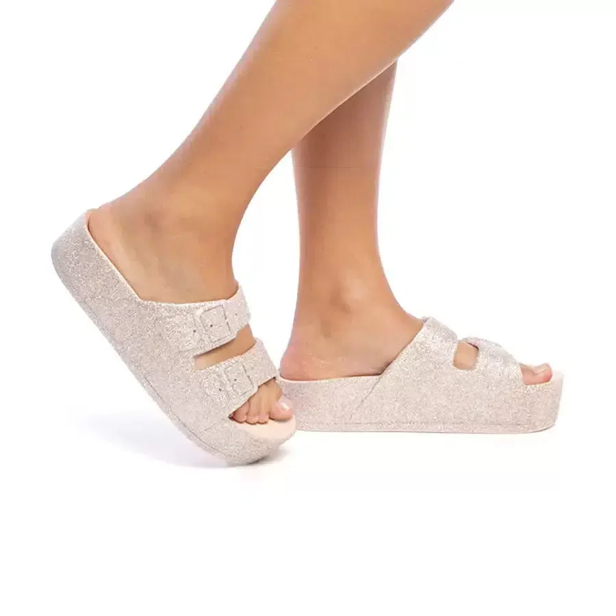 Sandales compensées Femme CAIPIRINHA GLITTER - NUDE - Image 2