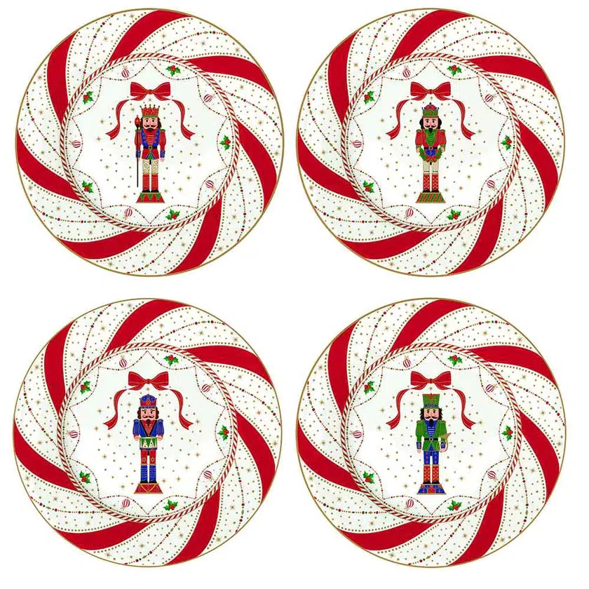 Set de 4 assiettes à dessert en porcelaine "Casse-Noisette Twist" D19 cm